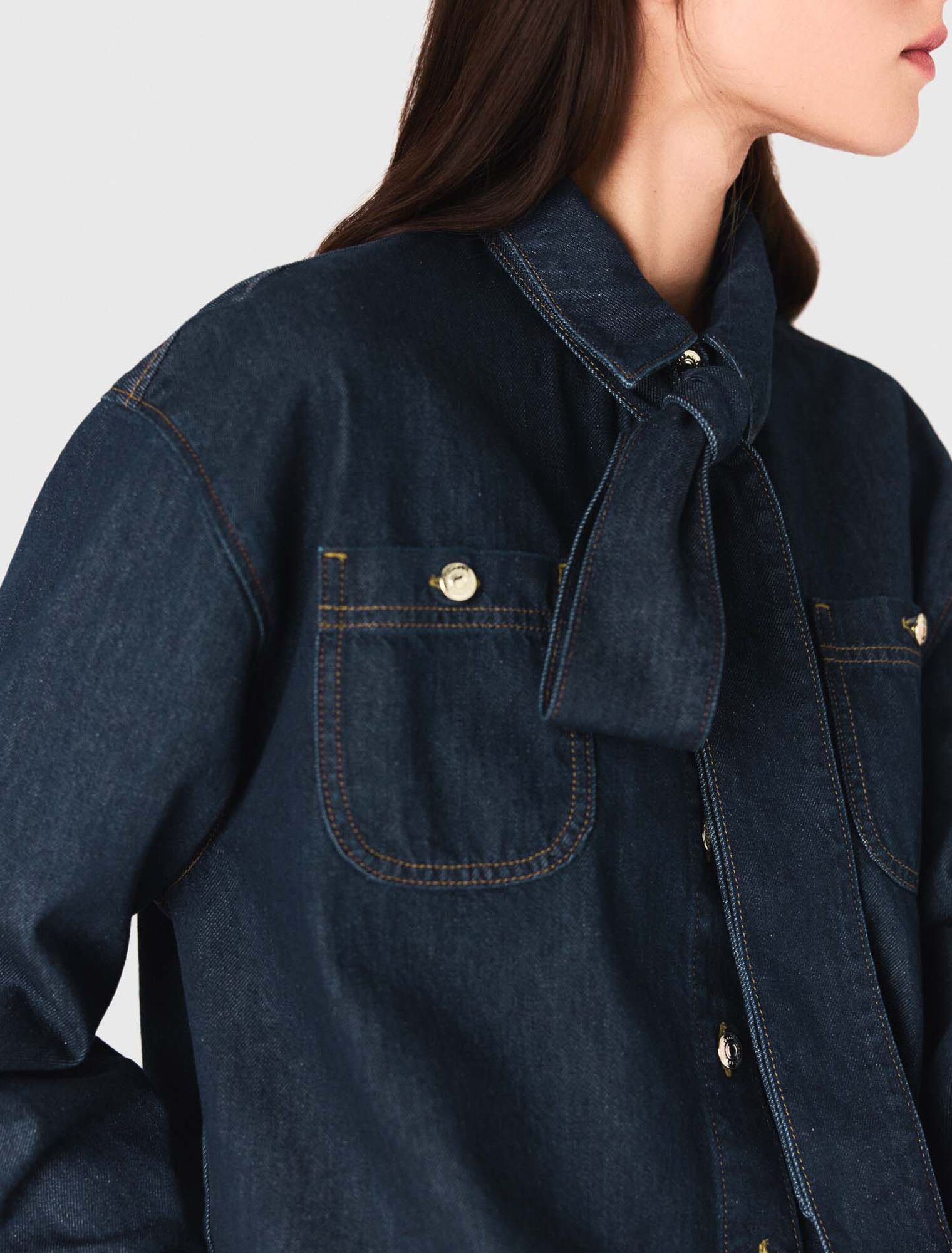 Denim jacket with bow