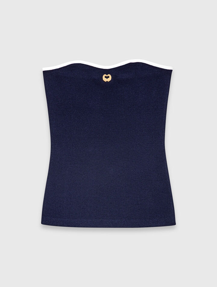 Contrast-knit bustier top