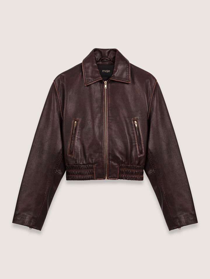 Vintage leather cropped jacket