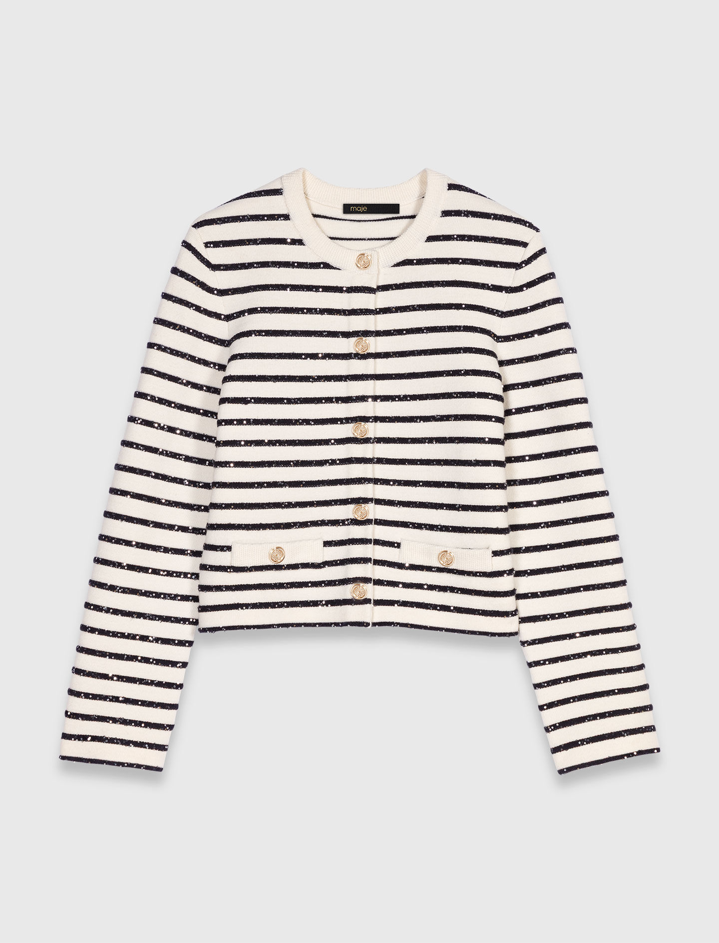 Sequined wool cardigan Bicolor For Women | Maje