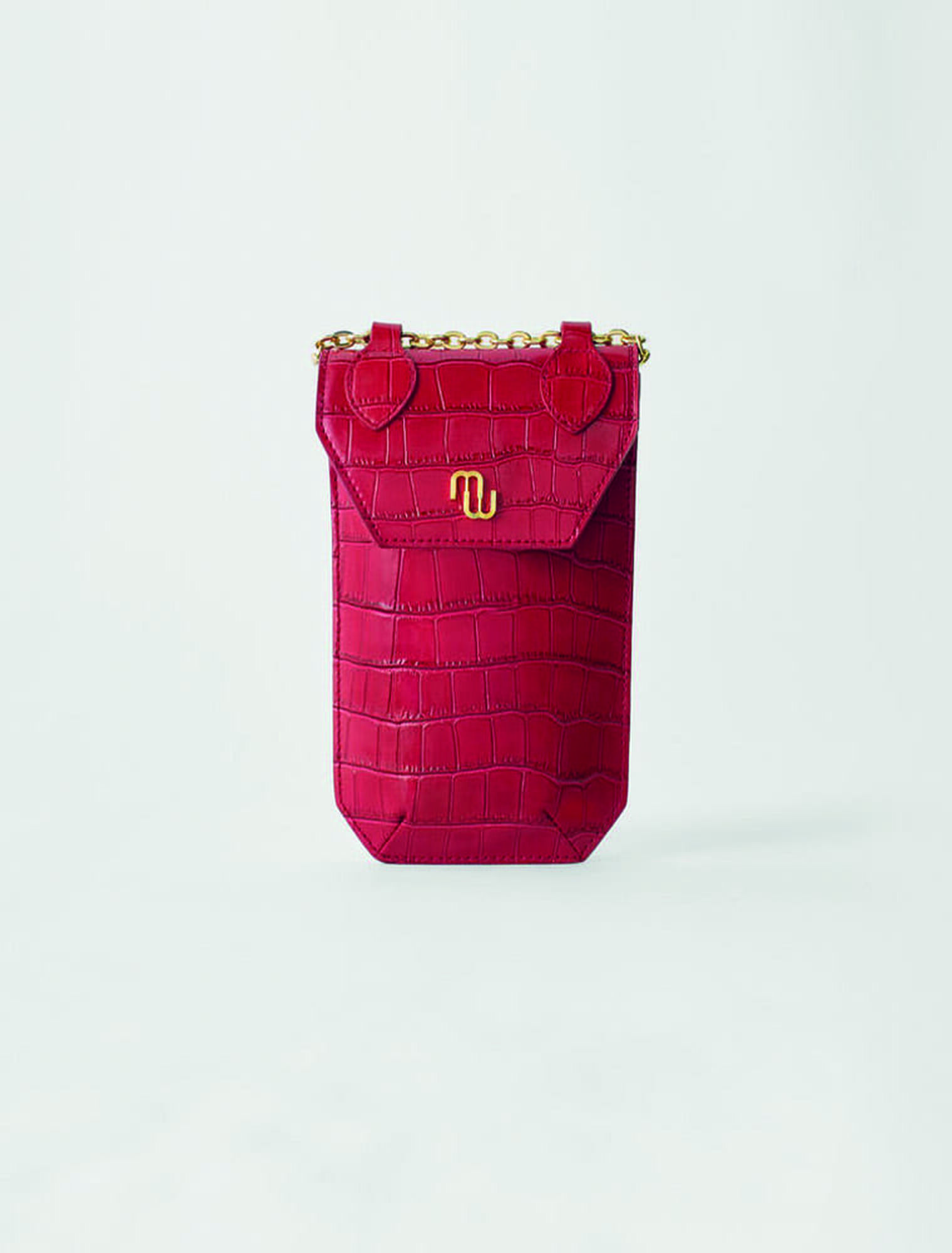 Croco embossed leather phone holder