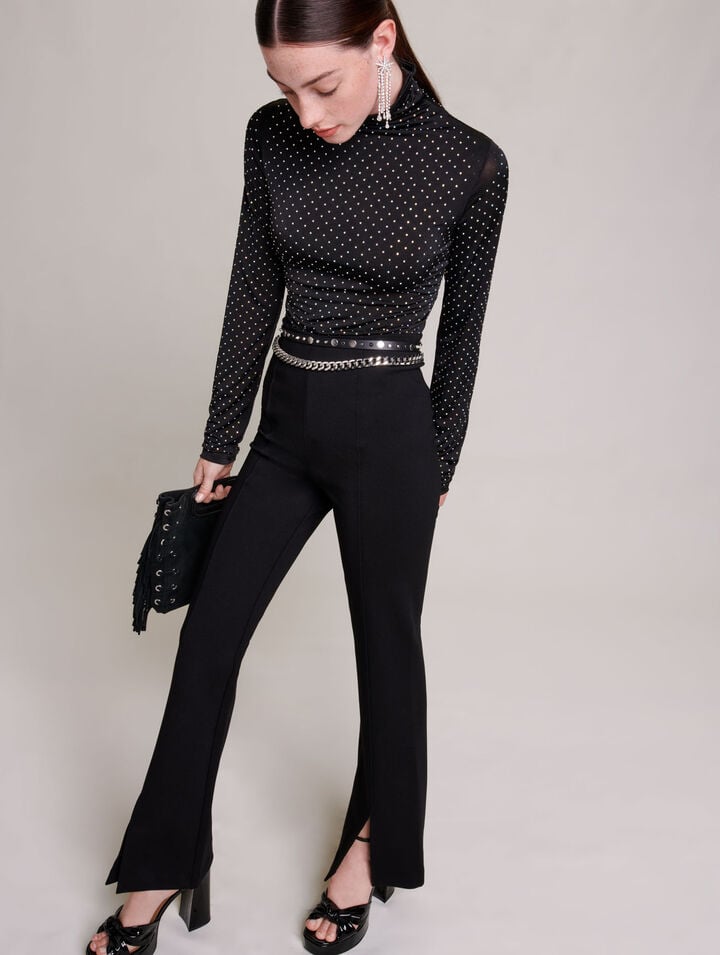Black slit pants