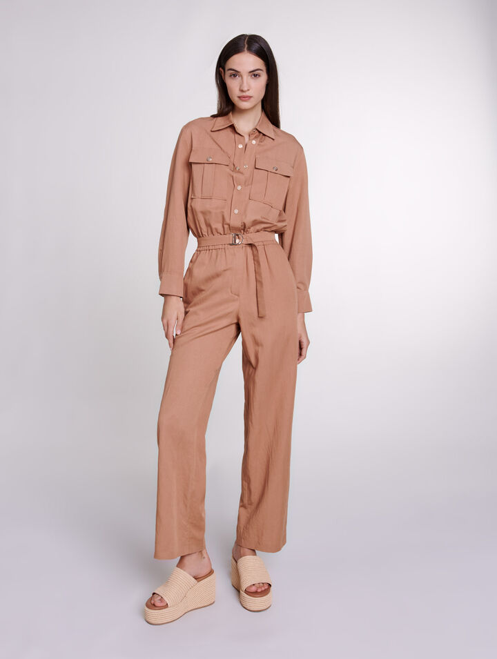 Linen blend trouser suit