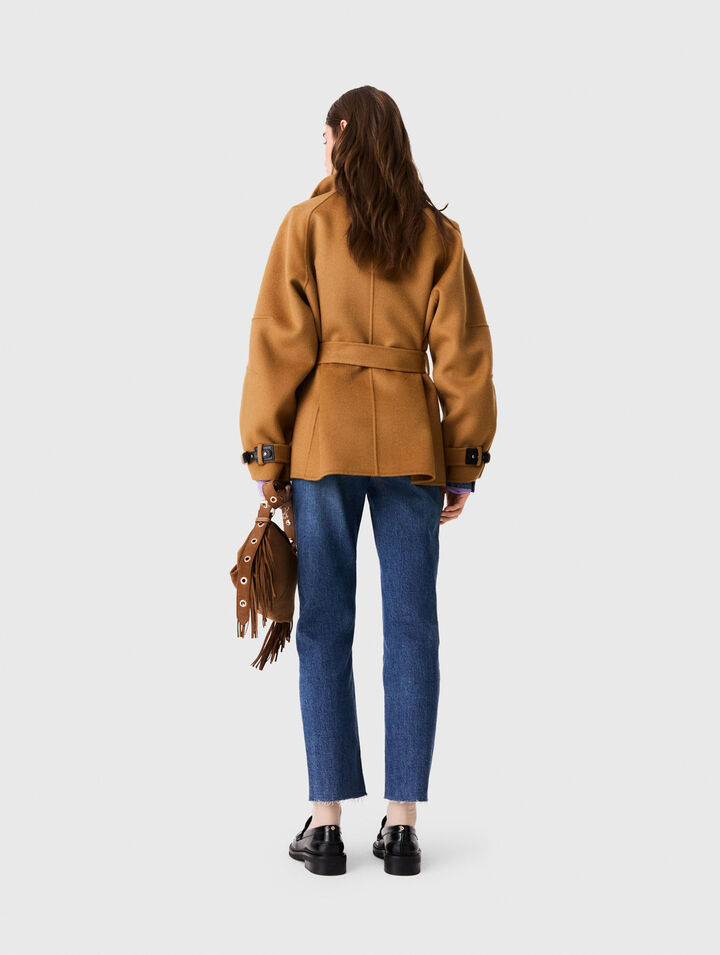 Belted mid-length wool coat