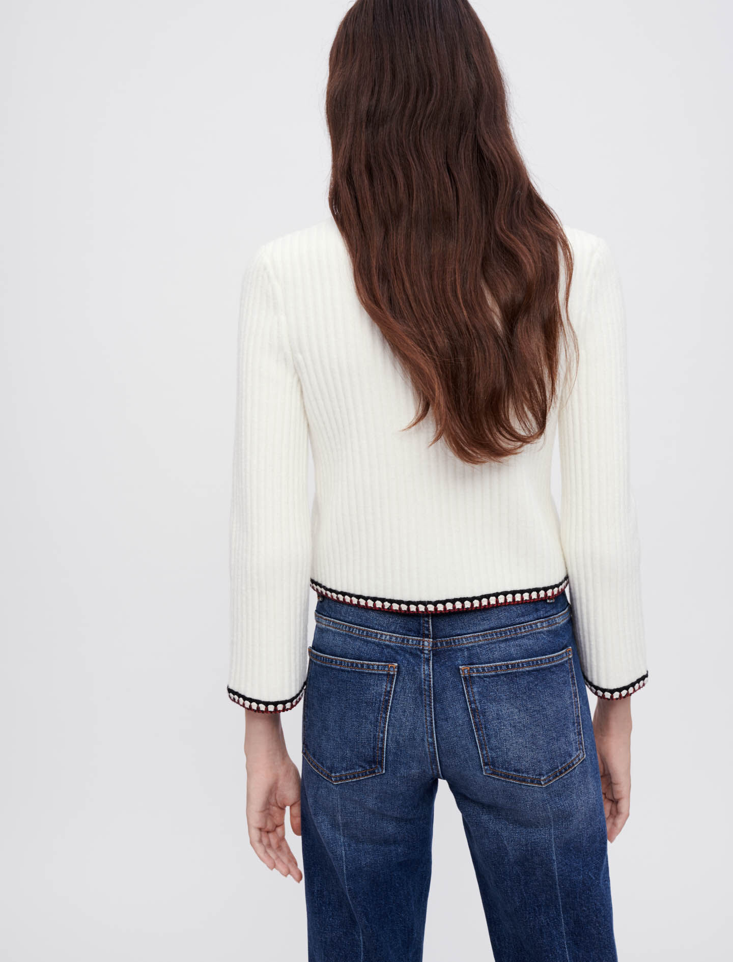 Contrasting ribbed cropped cardigan Contrasting ribbed cropped cardigan