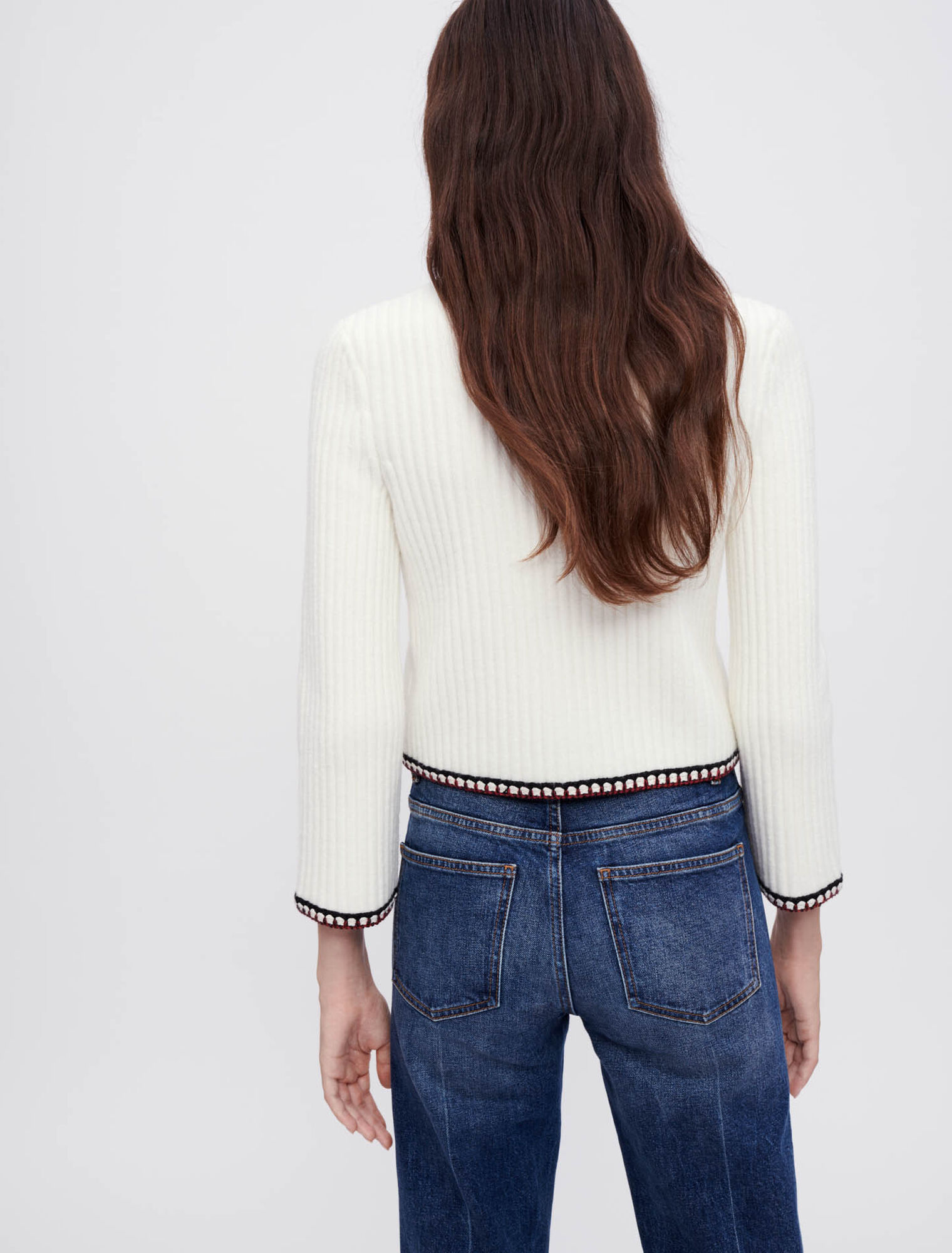 Contrasting ribbed cropped cardigan