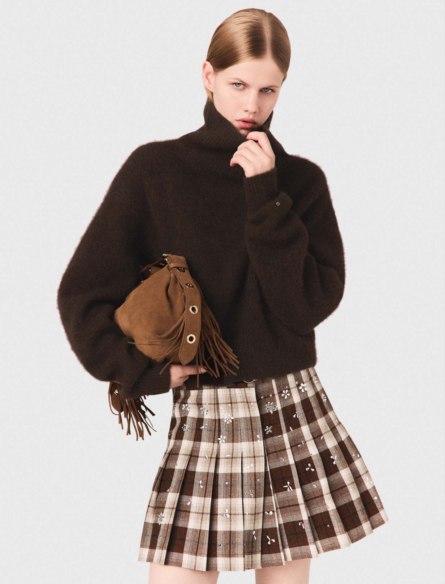 Yak blend roll-neck sweater Brown For Women | Maje