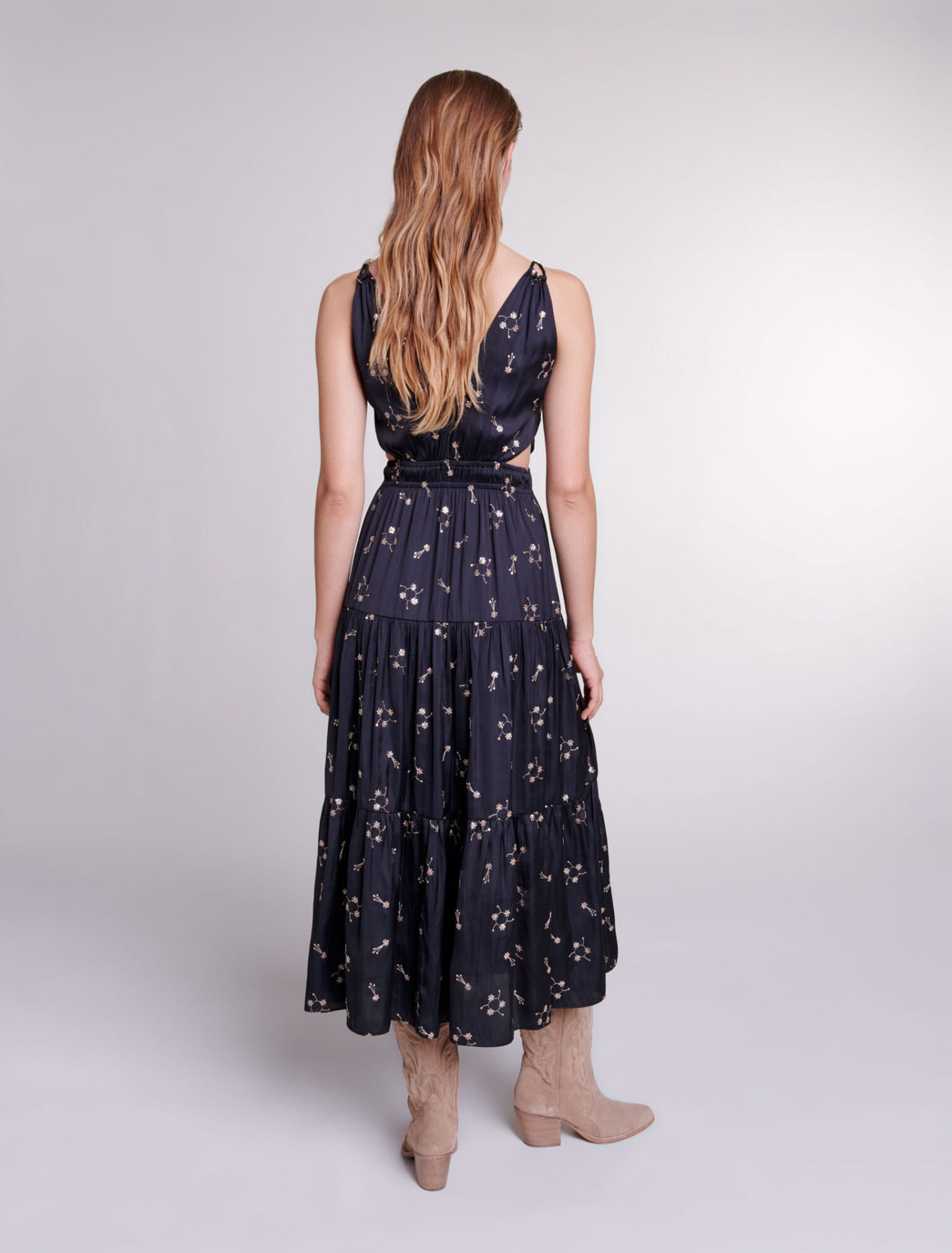 Sequin-embroidered maxi dress