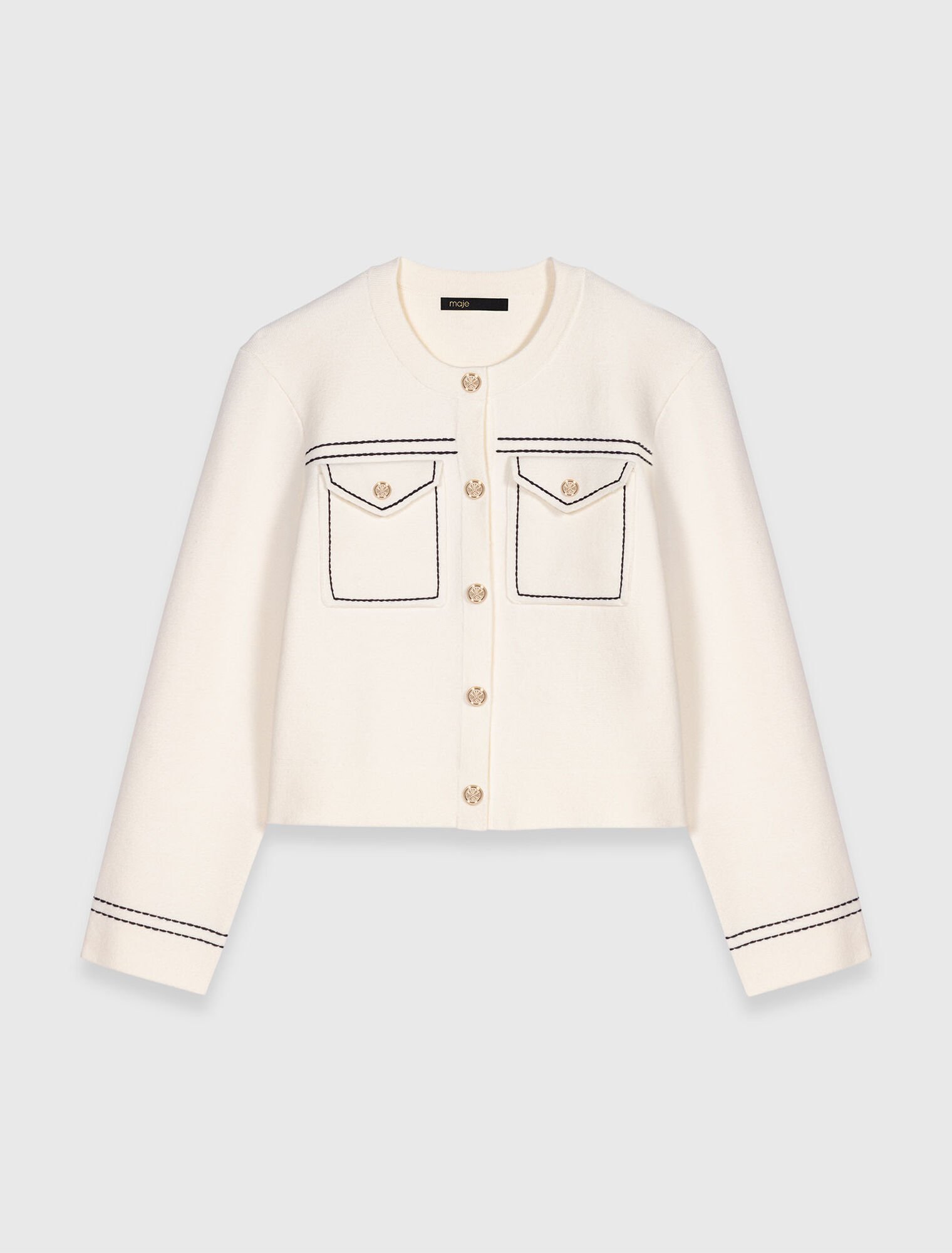 Topstitched cropped cardigan