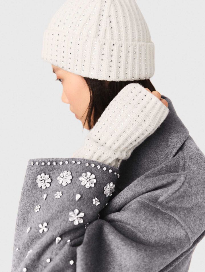 Wool and rhinestone mittens