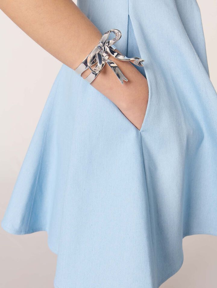 Silver bow cuff