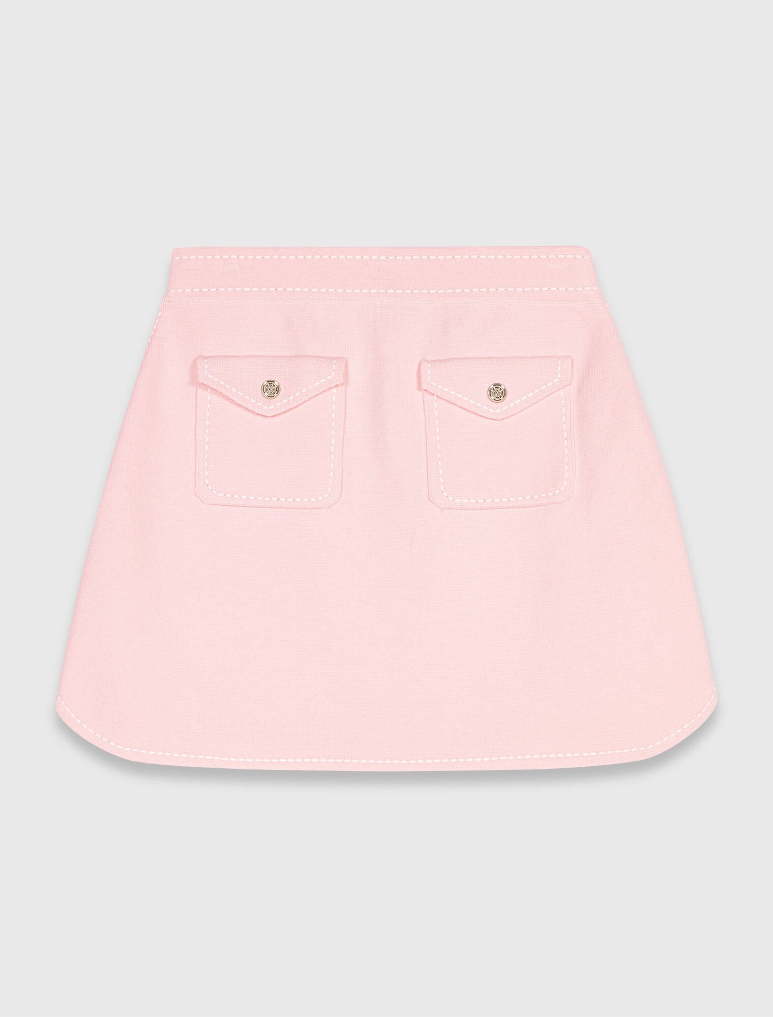 Short topstitched knit skirt