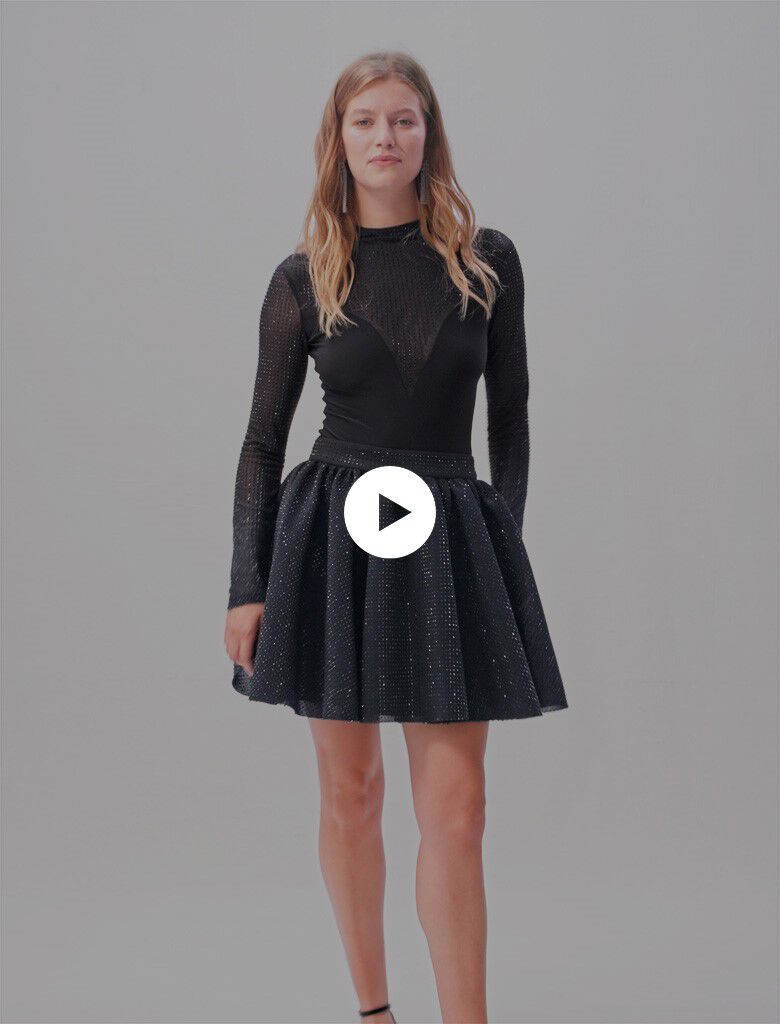 Short full rhinestone skirt Black / Gray For Women | Maje