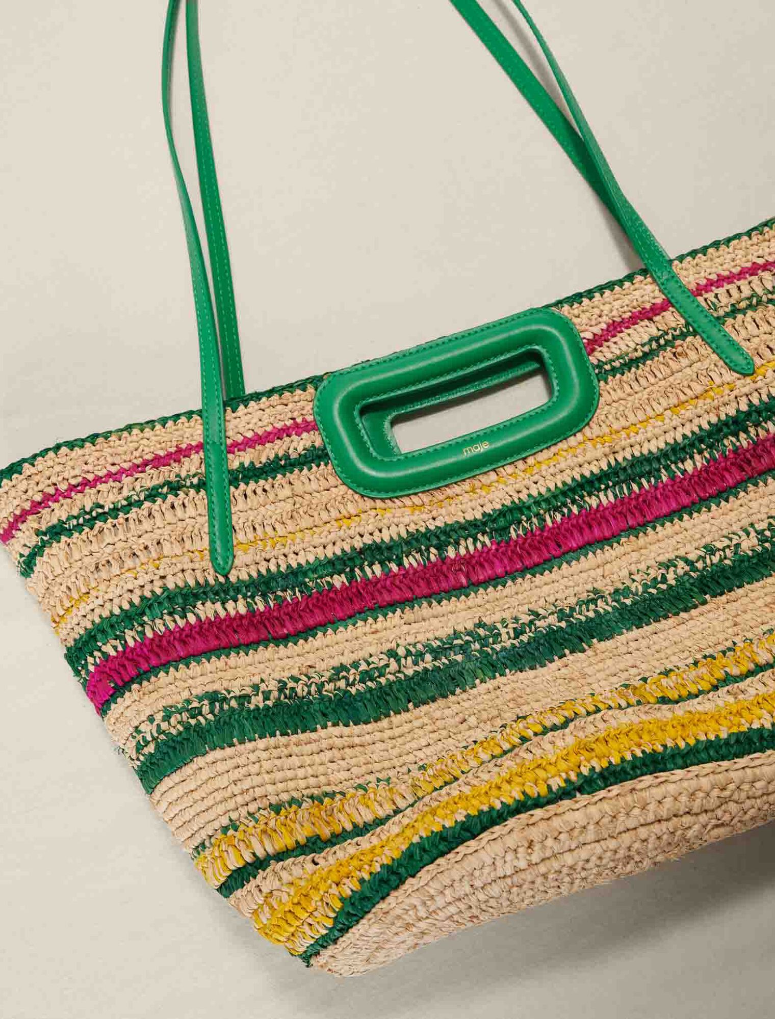Striped raffia basket