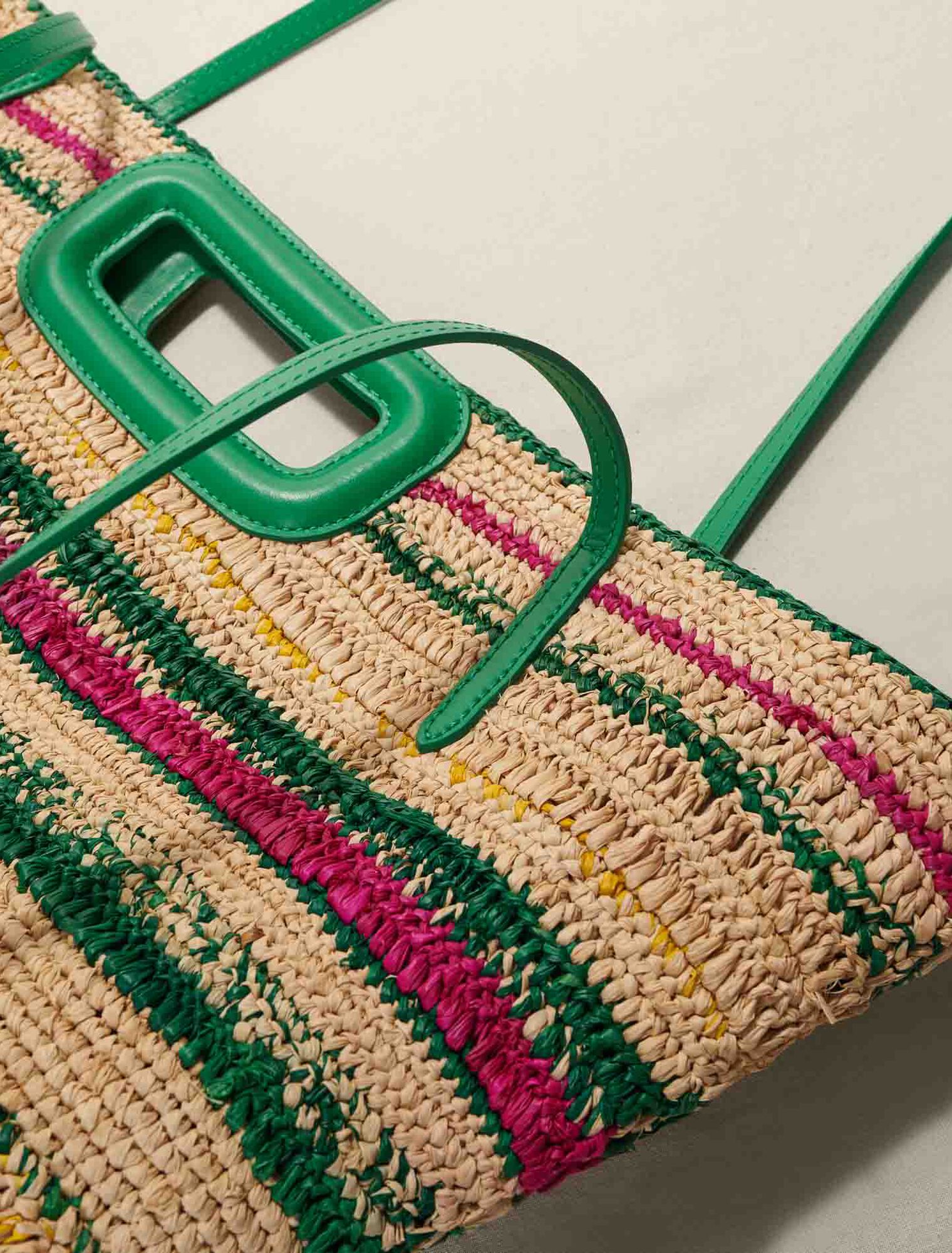 Striped raffia basket