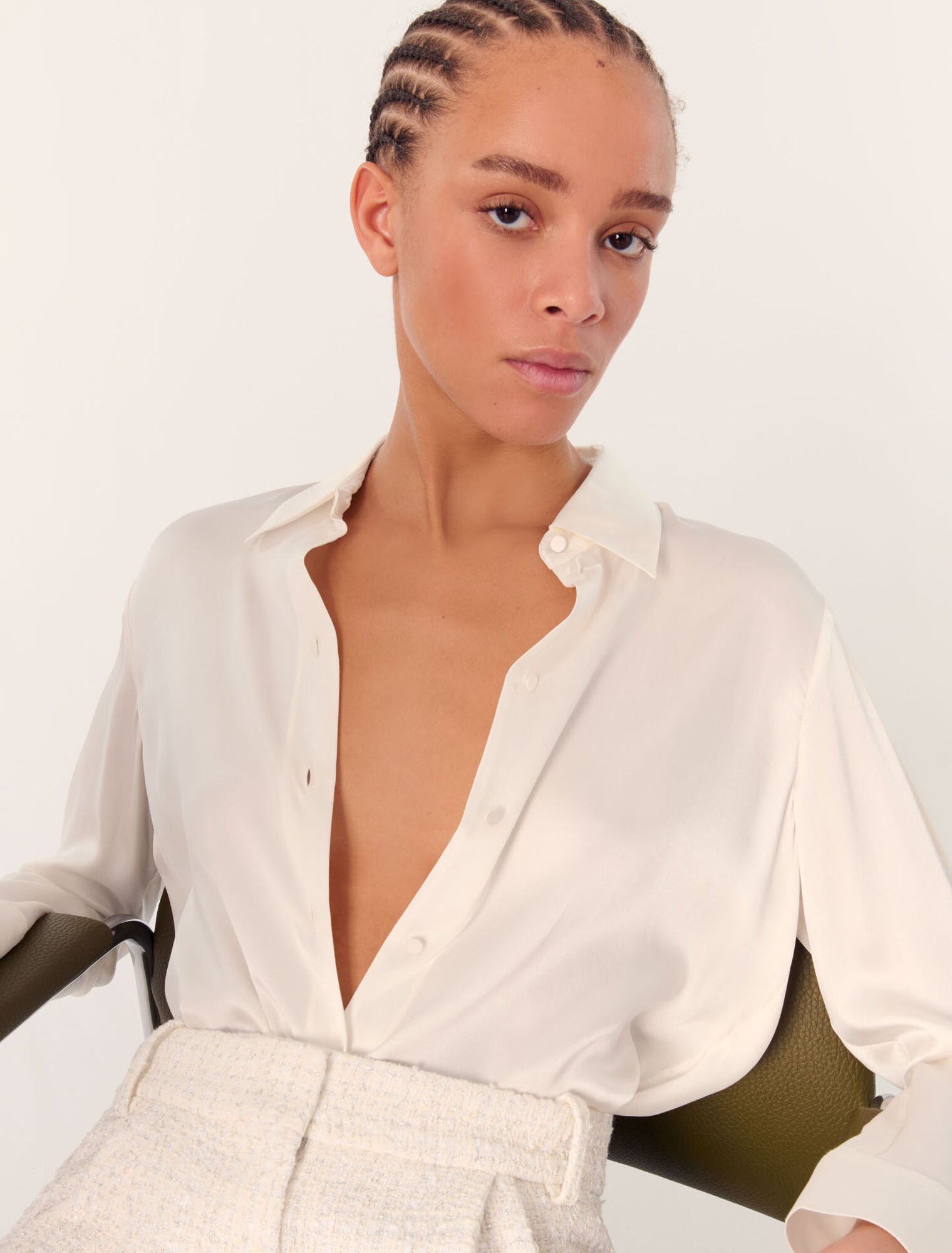 White silk blouse