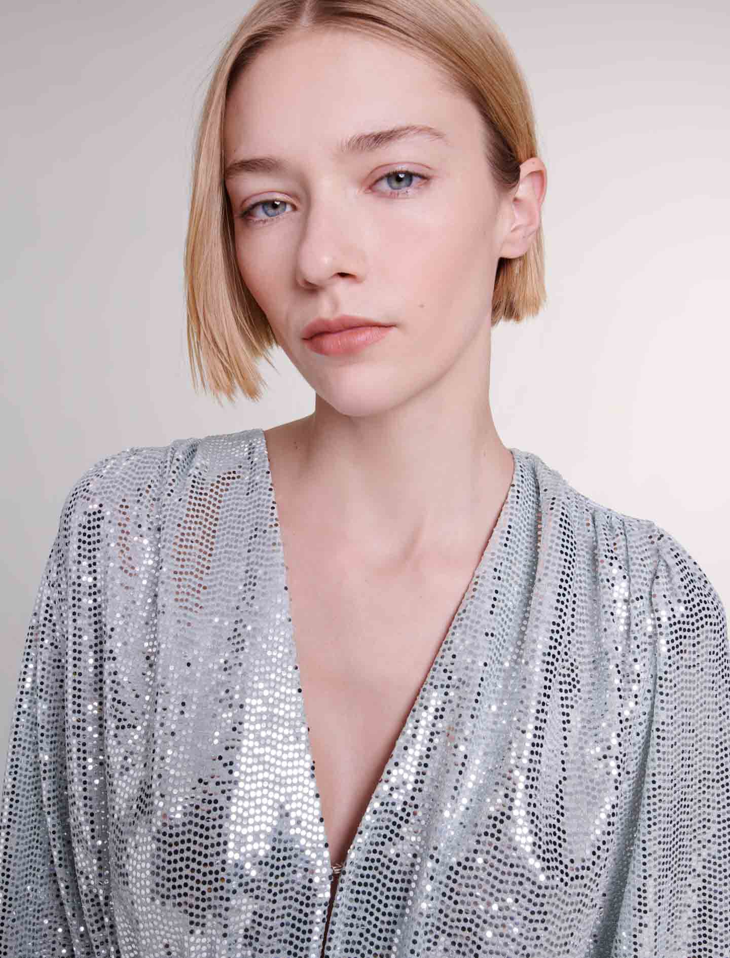 SALE *maje* スパンコールドレス ワンピース Floaty sequin dress