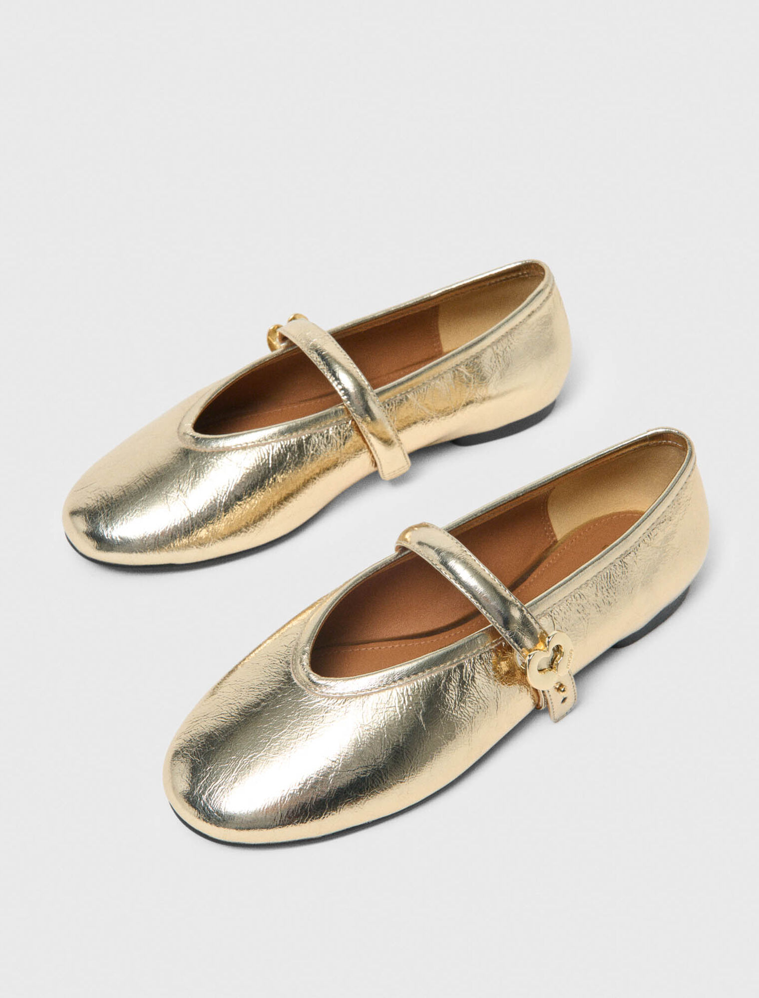 Metallic leather ballet flats