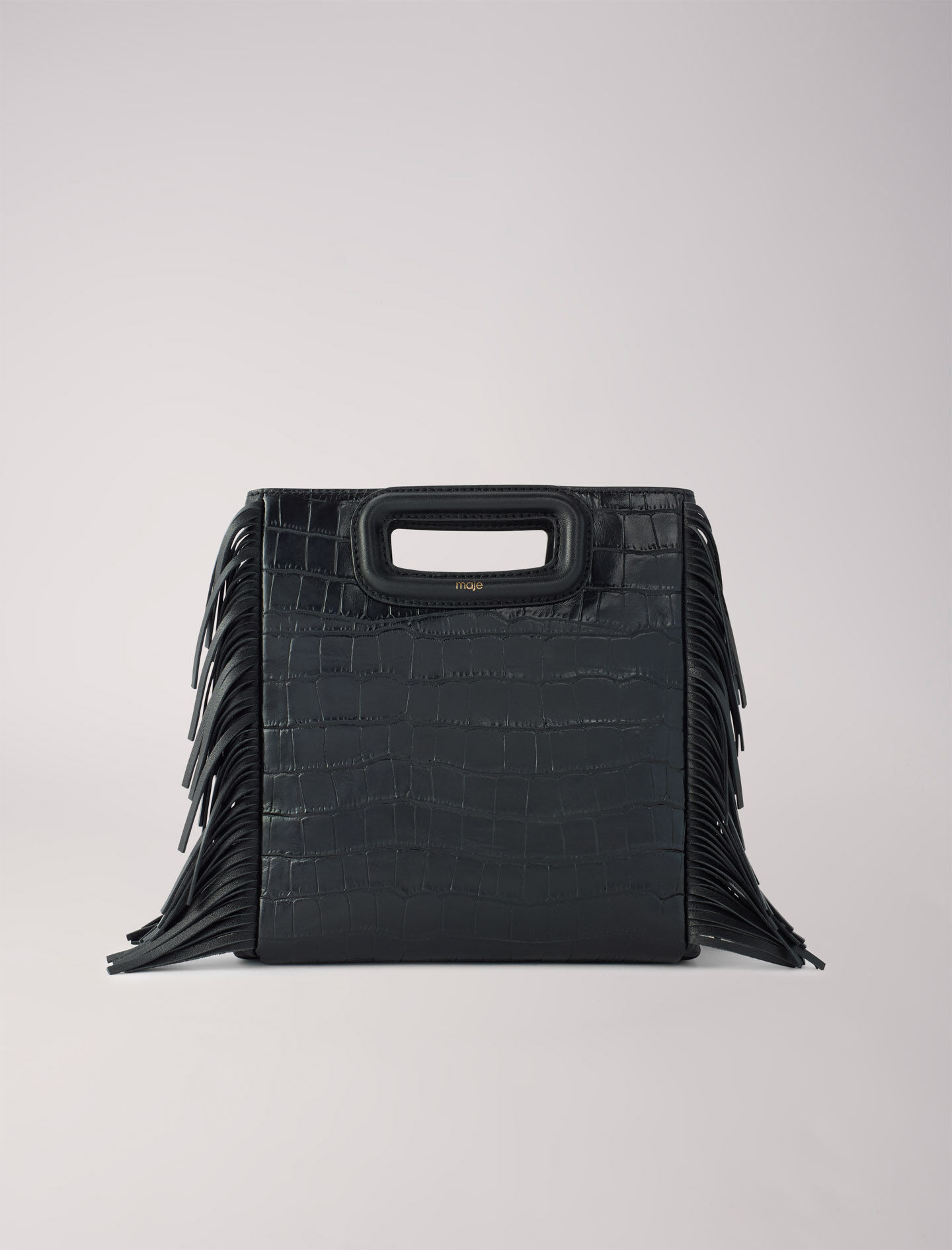 M bag in crocodile-effect leather Black / Gray For Women | Maje M bag in crocodile-effect leather Black / Gray For Women | Maje