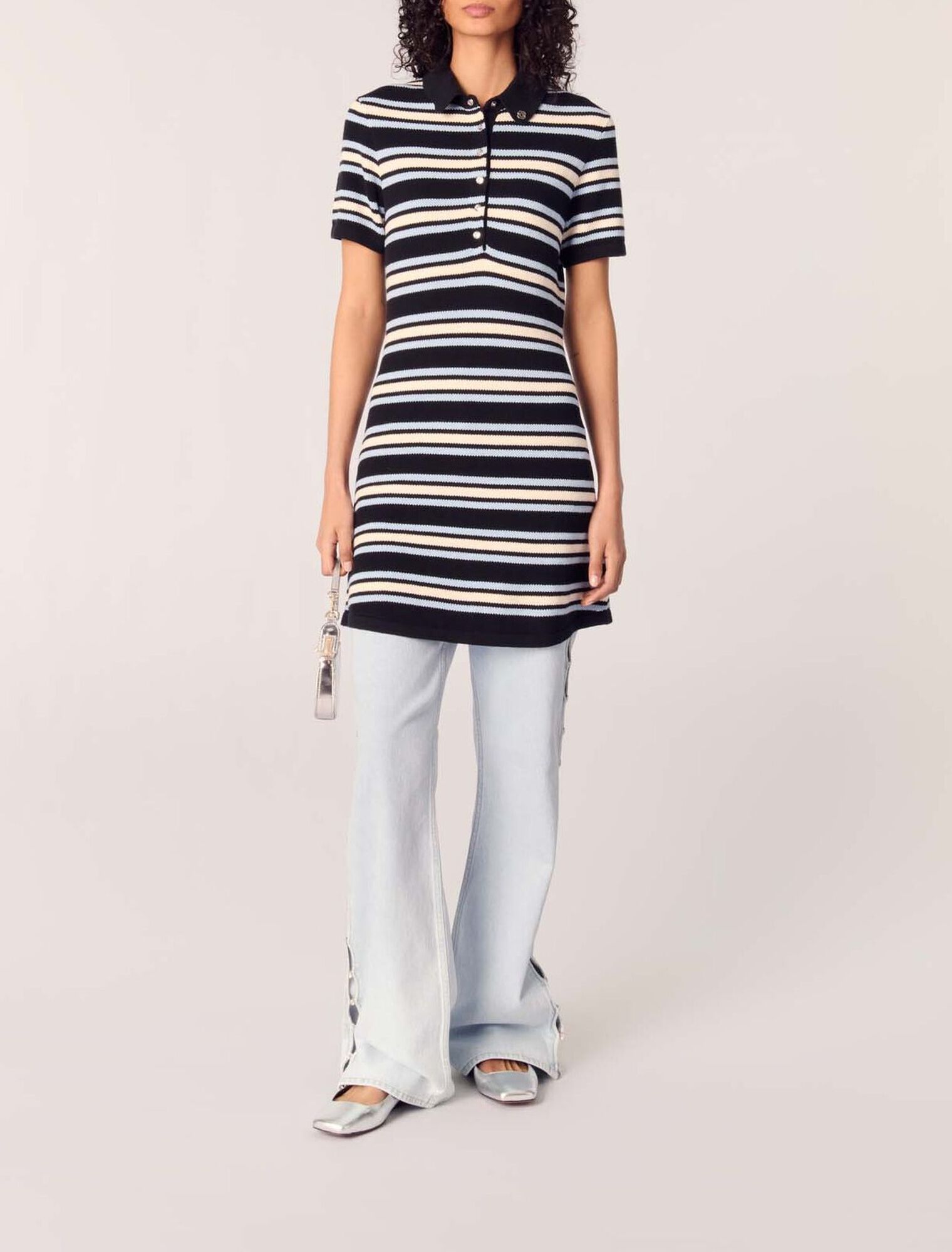 Striped knit polo dress