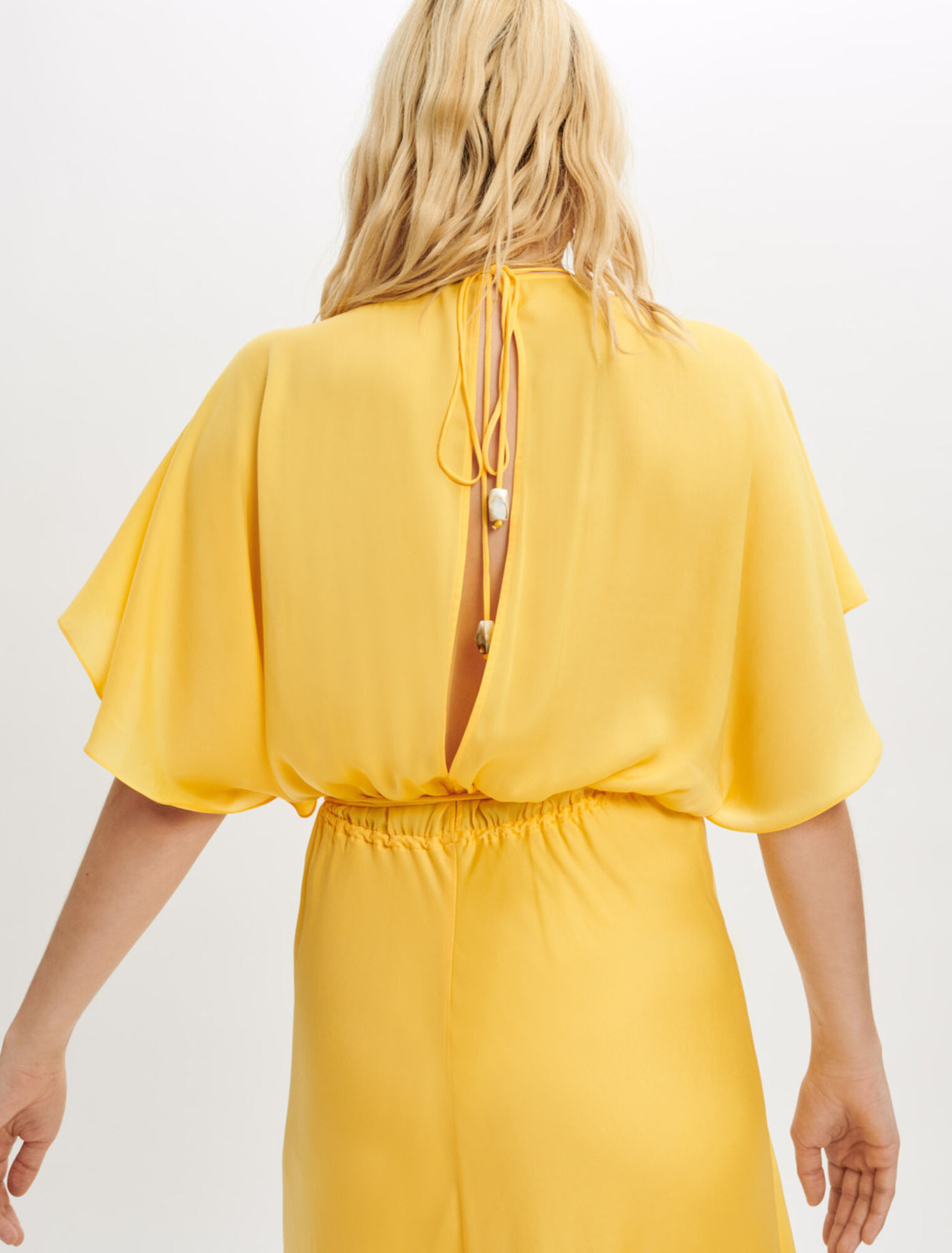 Satin scarf dress with pearl jewels