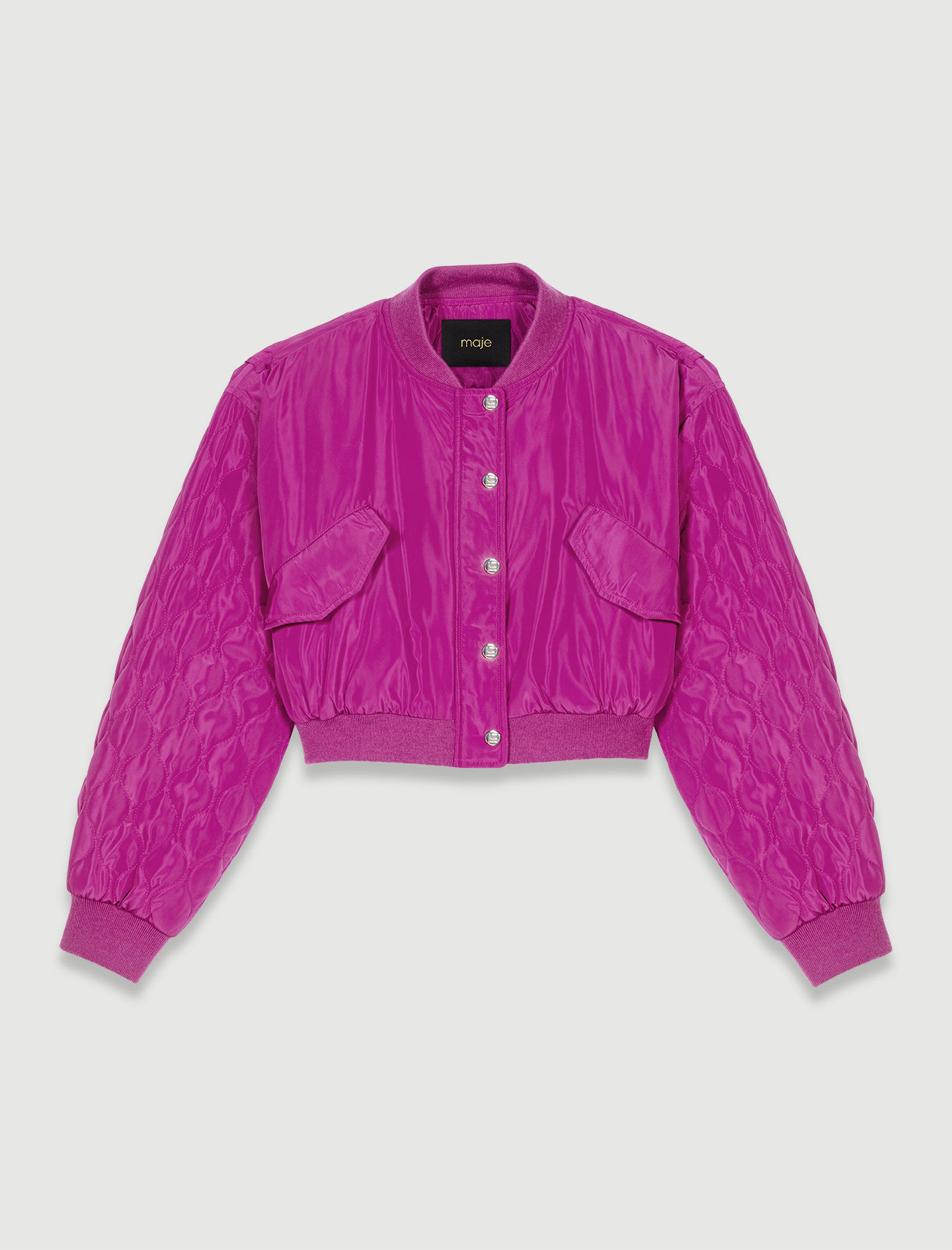 Maje Barty Bird & Floral Jacquard Pattern Bomber Jacket