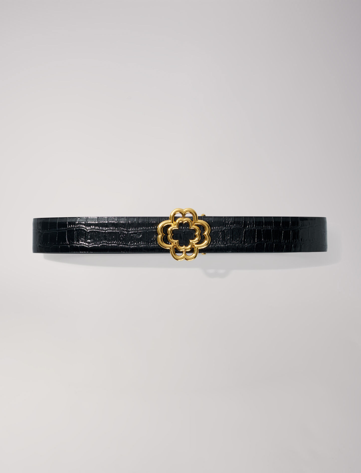 Croc effect leather double M belt