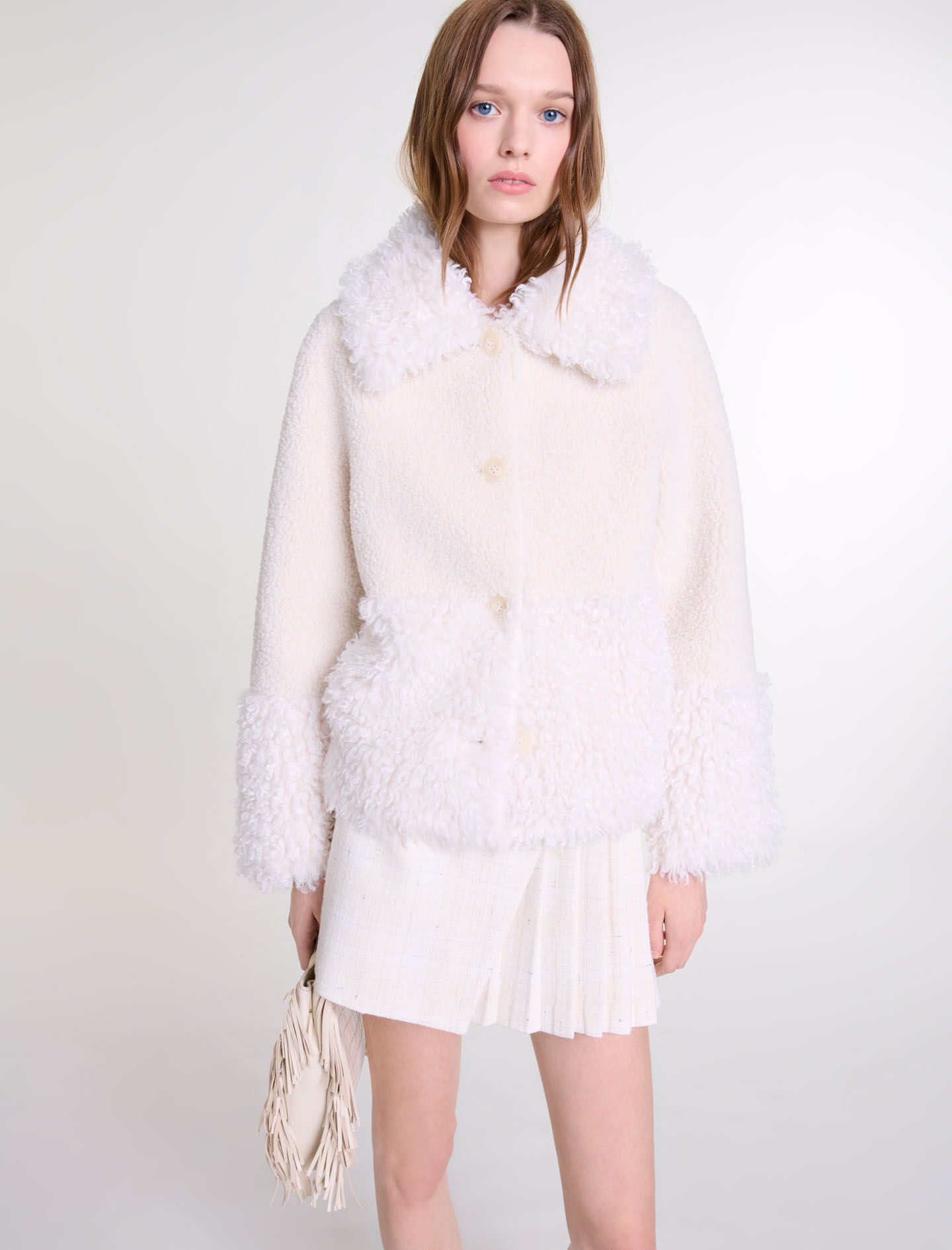 【おしゃれ】 Short fake Maje | Women For White coat fur ジャケット・アウター