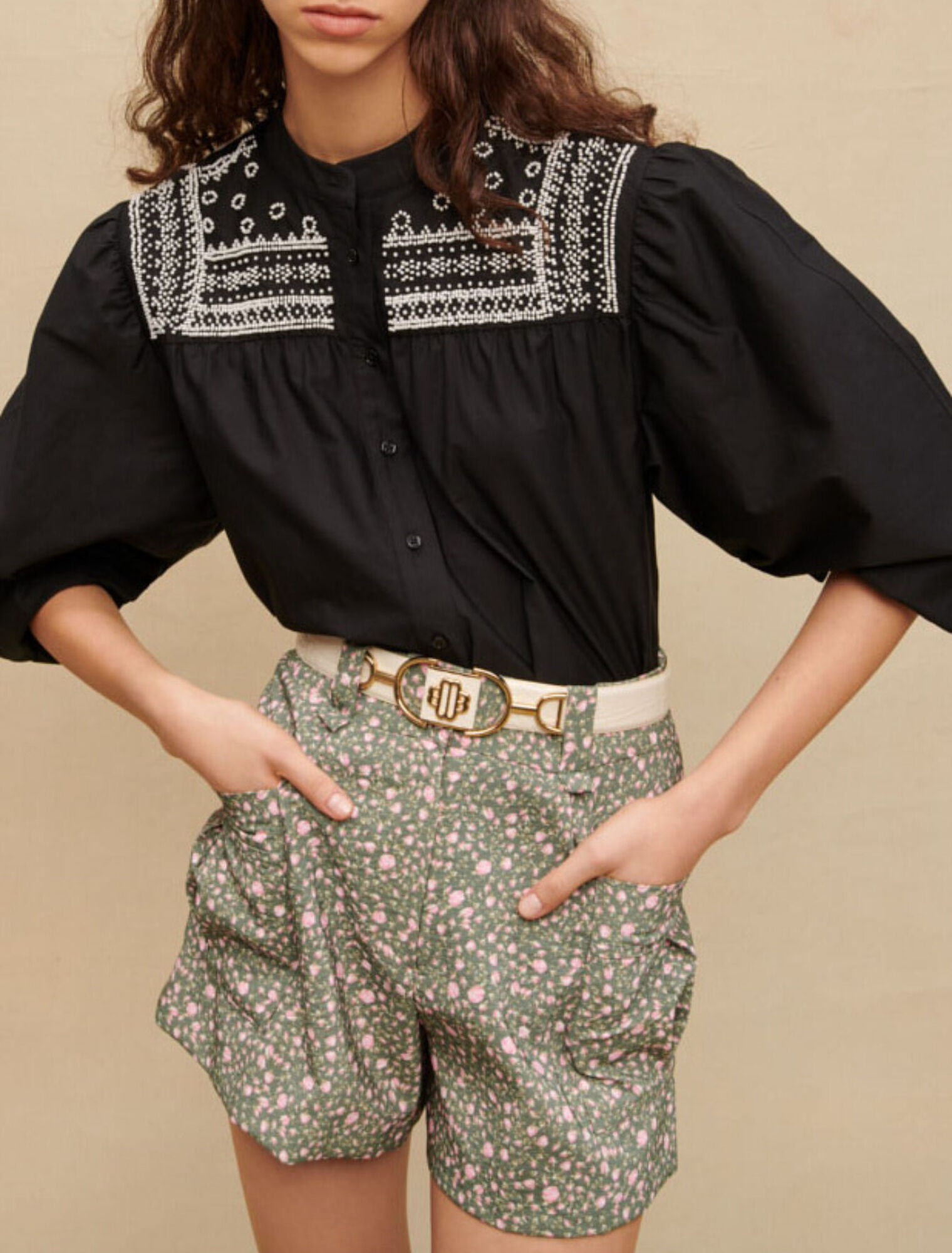 Rosebud-print shorts