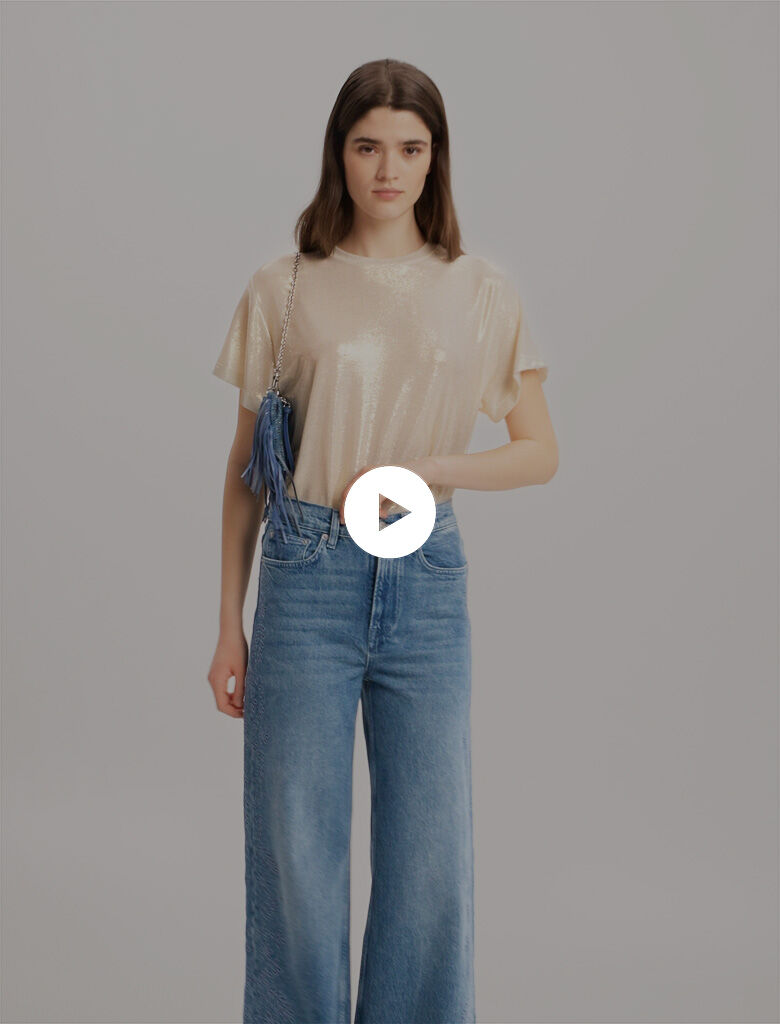 Lamé T-shirt Denim - Jeans For Women | Maje