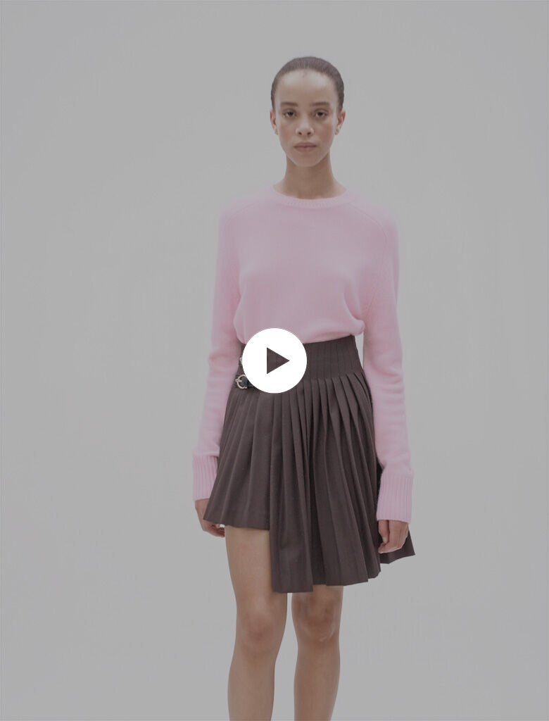 Asymmetrical pleated short skirt Brown For Women | Maje
