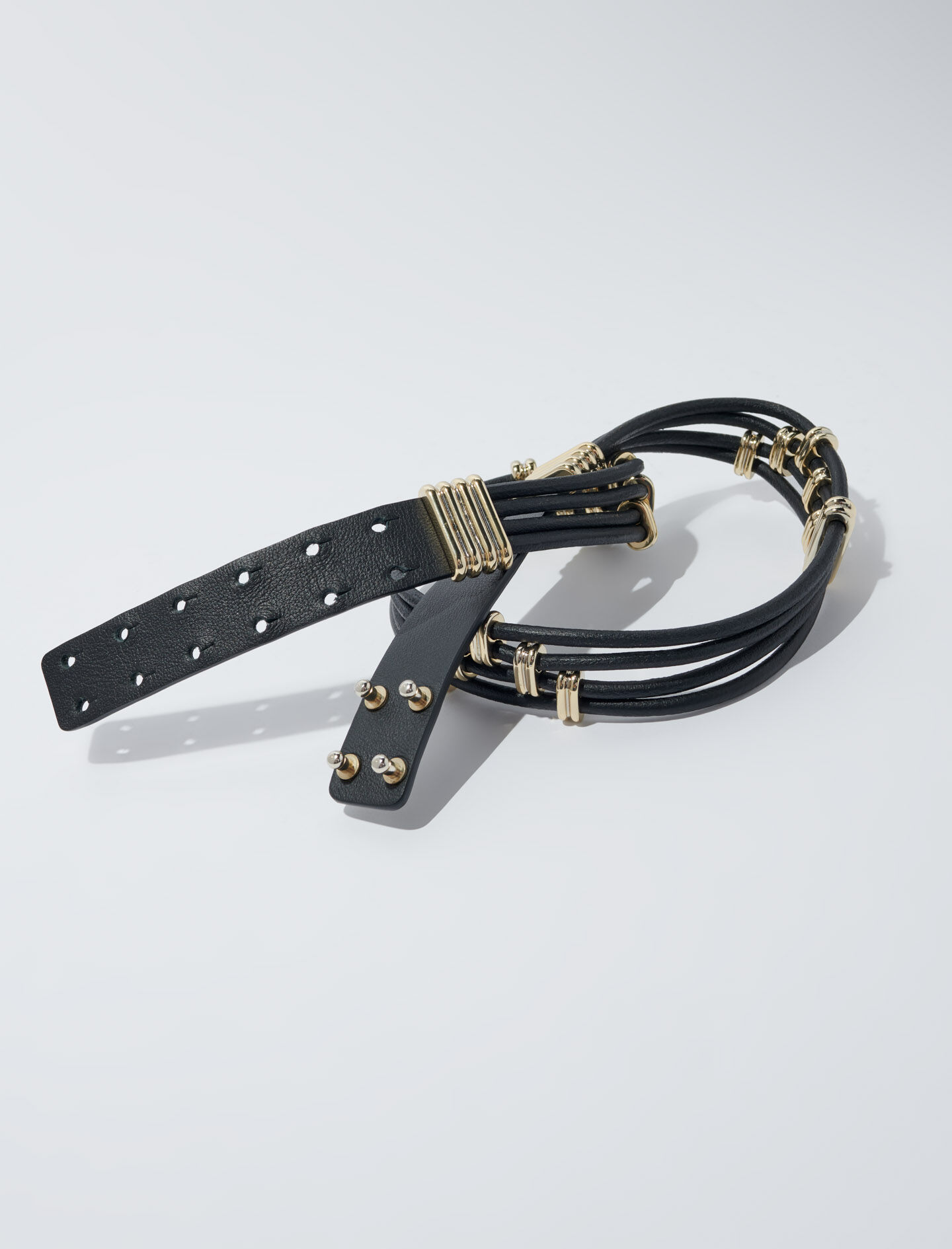 Mixed metal and leather belt Mixed metal and leather belt