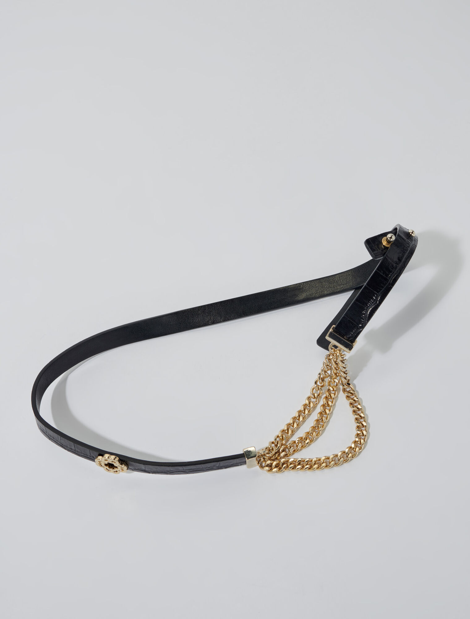 Clover leather and chain belt
