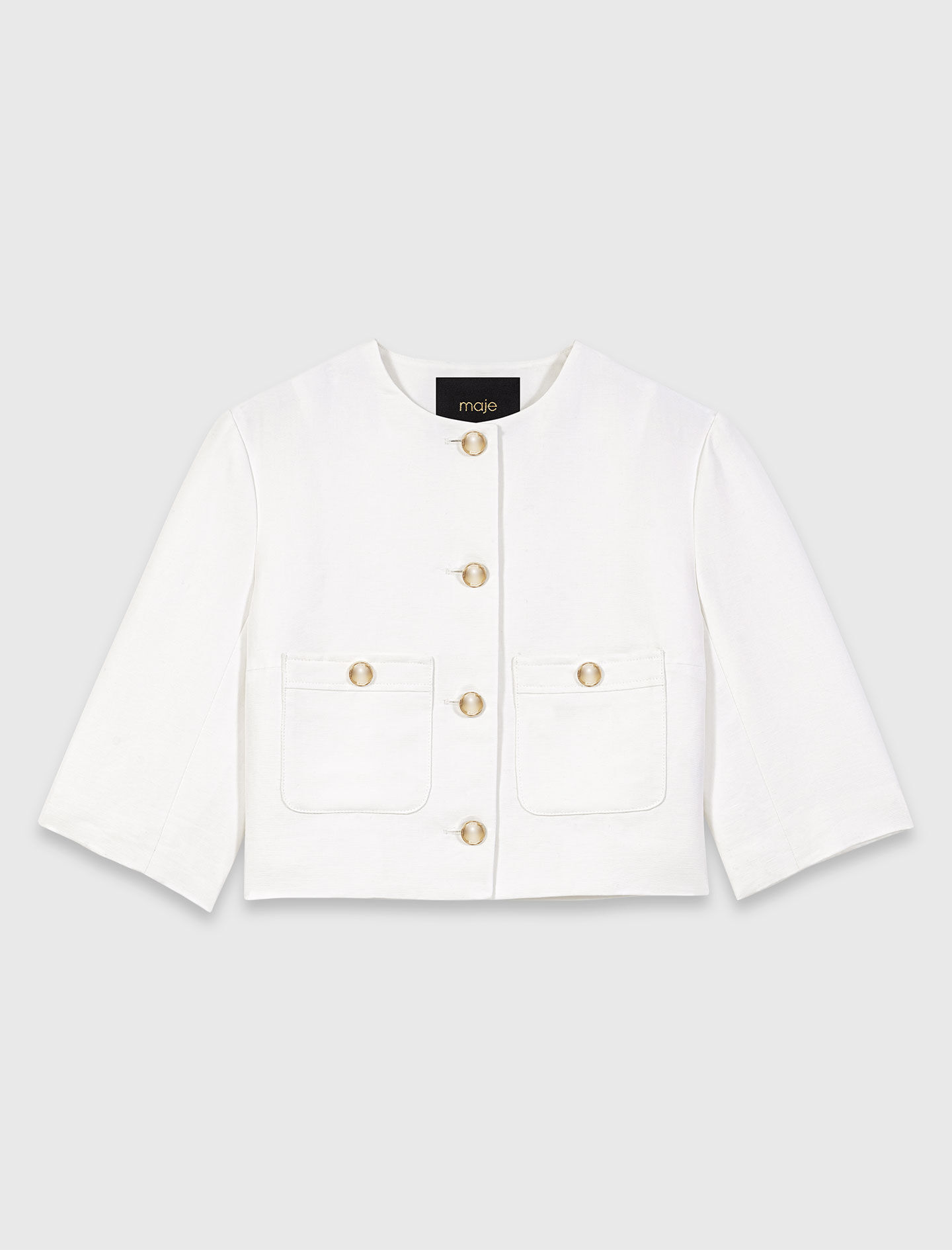 Short linen blend jacket White For Women | Maje