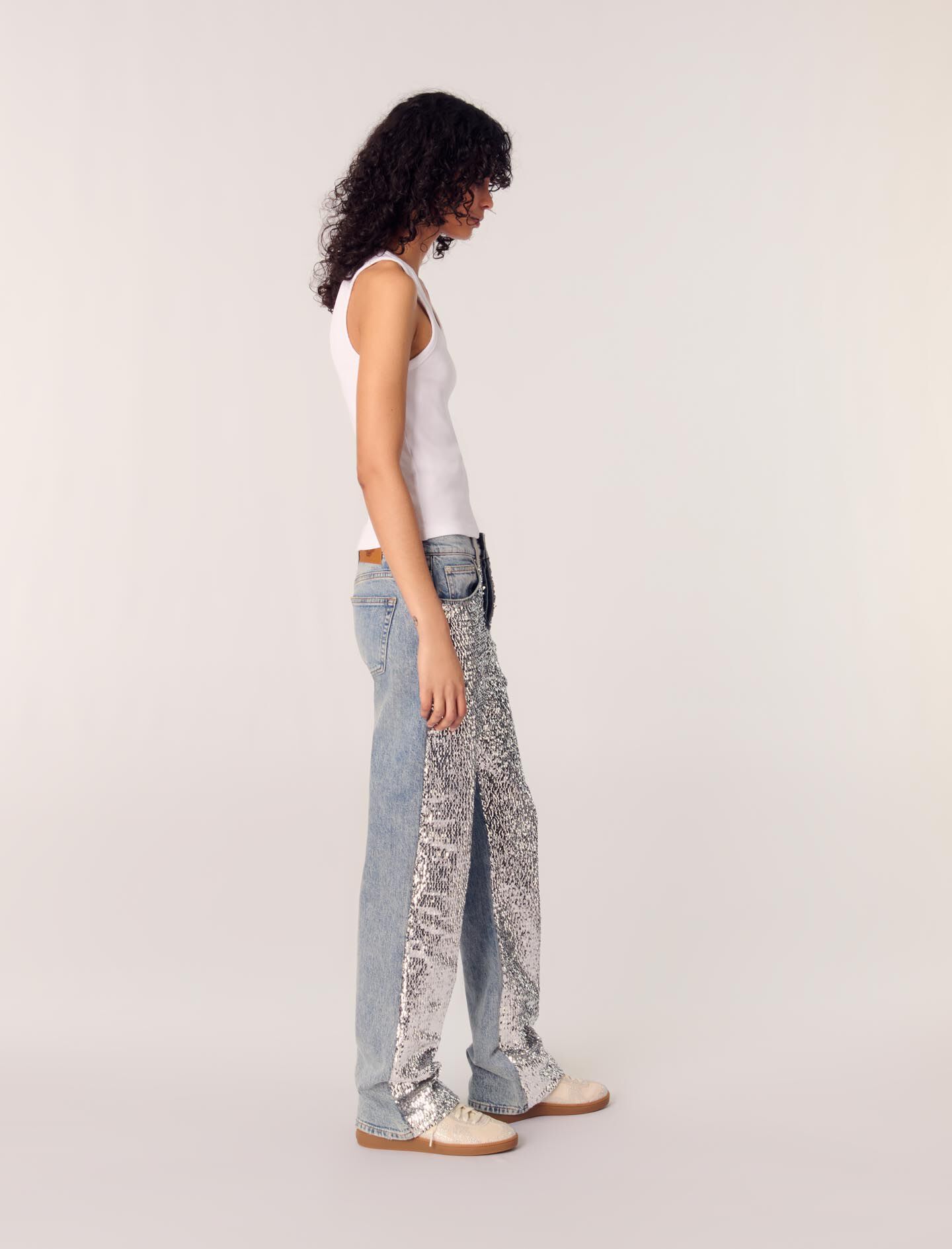 Sequinned jeans Blue For Women | Maje