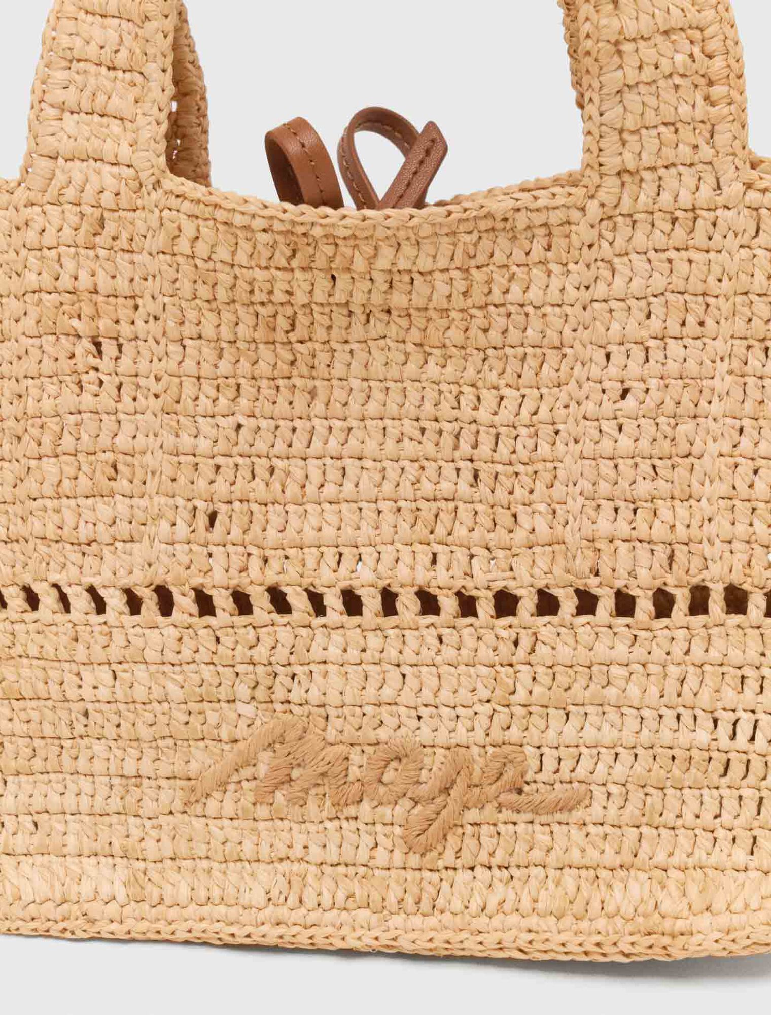 Natural raffia mini tote