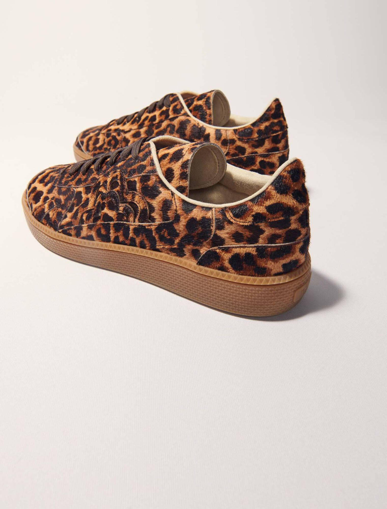 Leopard print leather sneakers