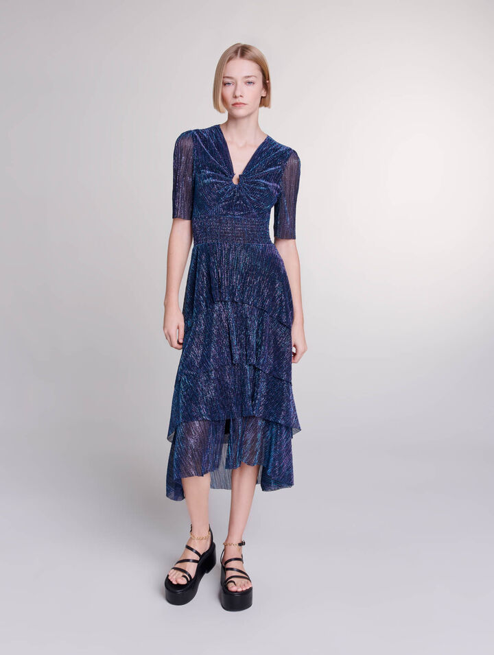 마쥬 Maje Ruffled maxi dress,blue/purple