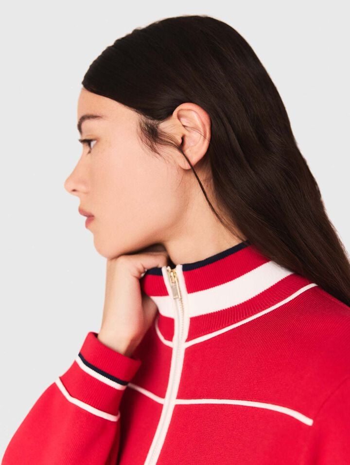 Zipped cardigan with elastic waist