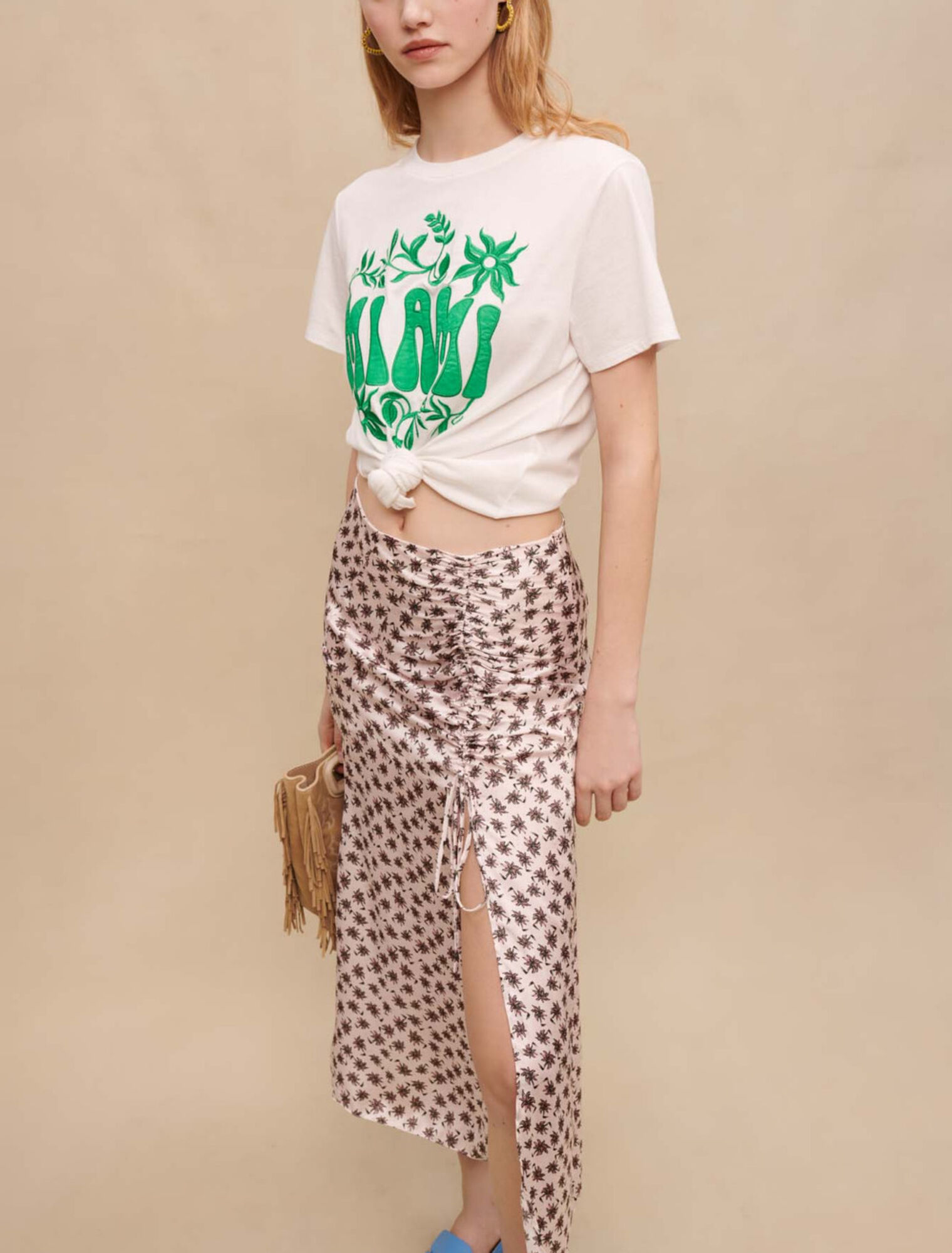 Slit midi skirt