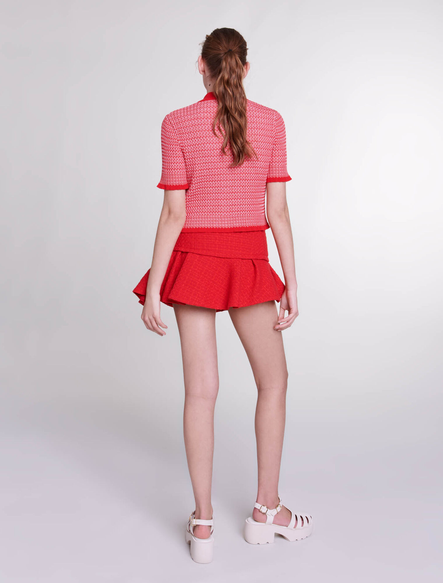 Asymmetrical tweed miniskirt