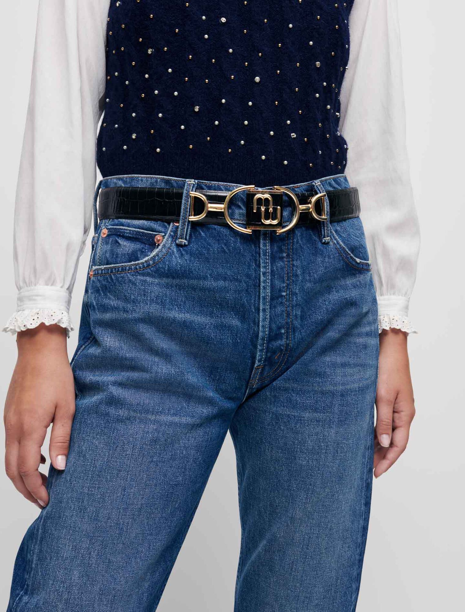 Maje double M leather belt