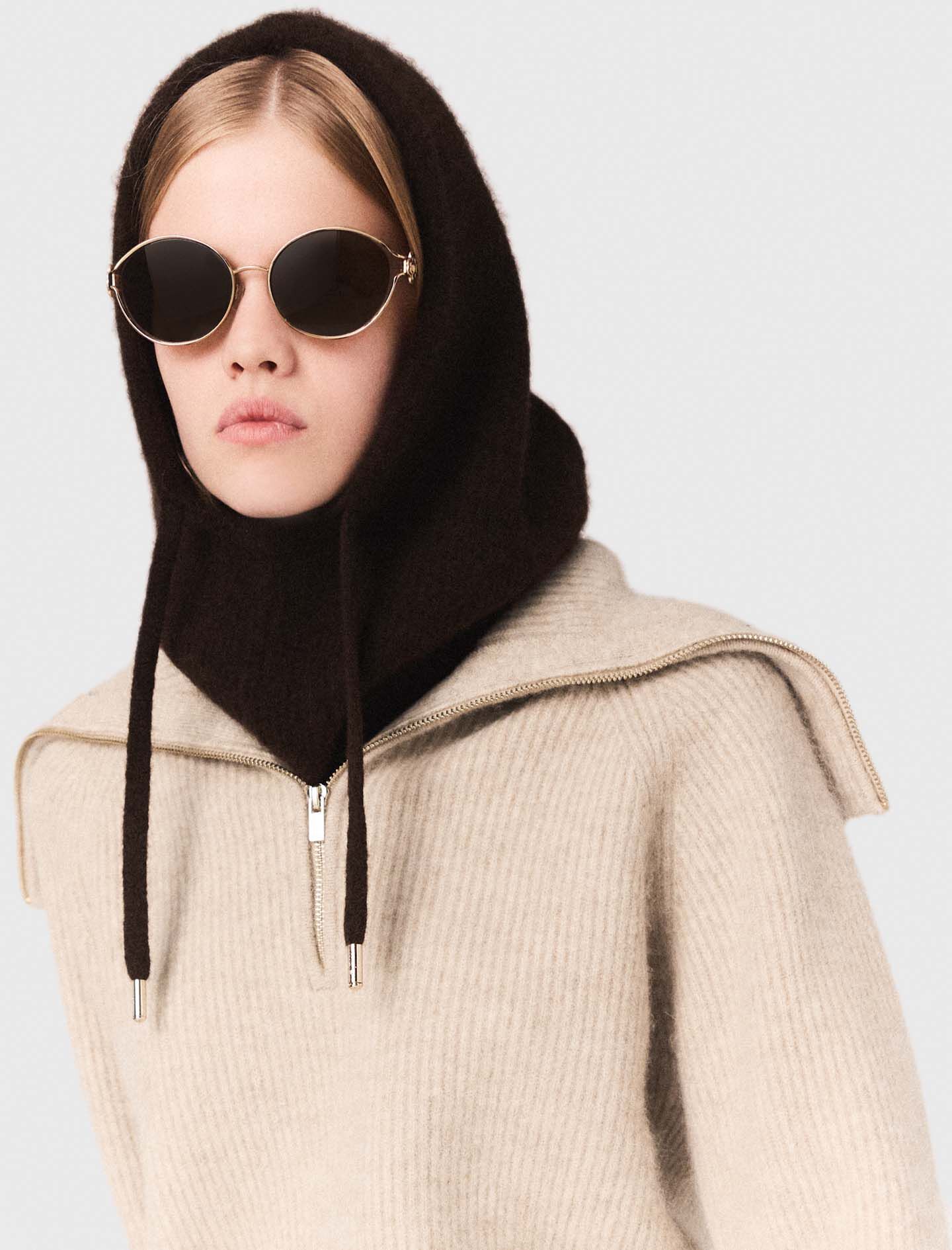 Bristols VALE  25y ジャマイカラマム Yak wool balaclava Brown For Women | Maje