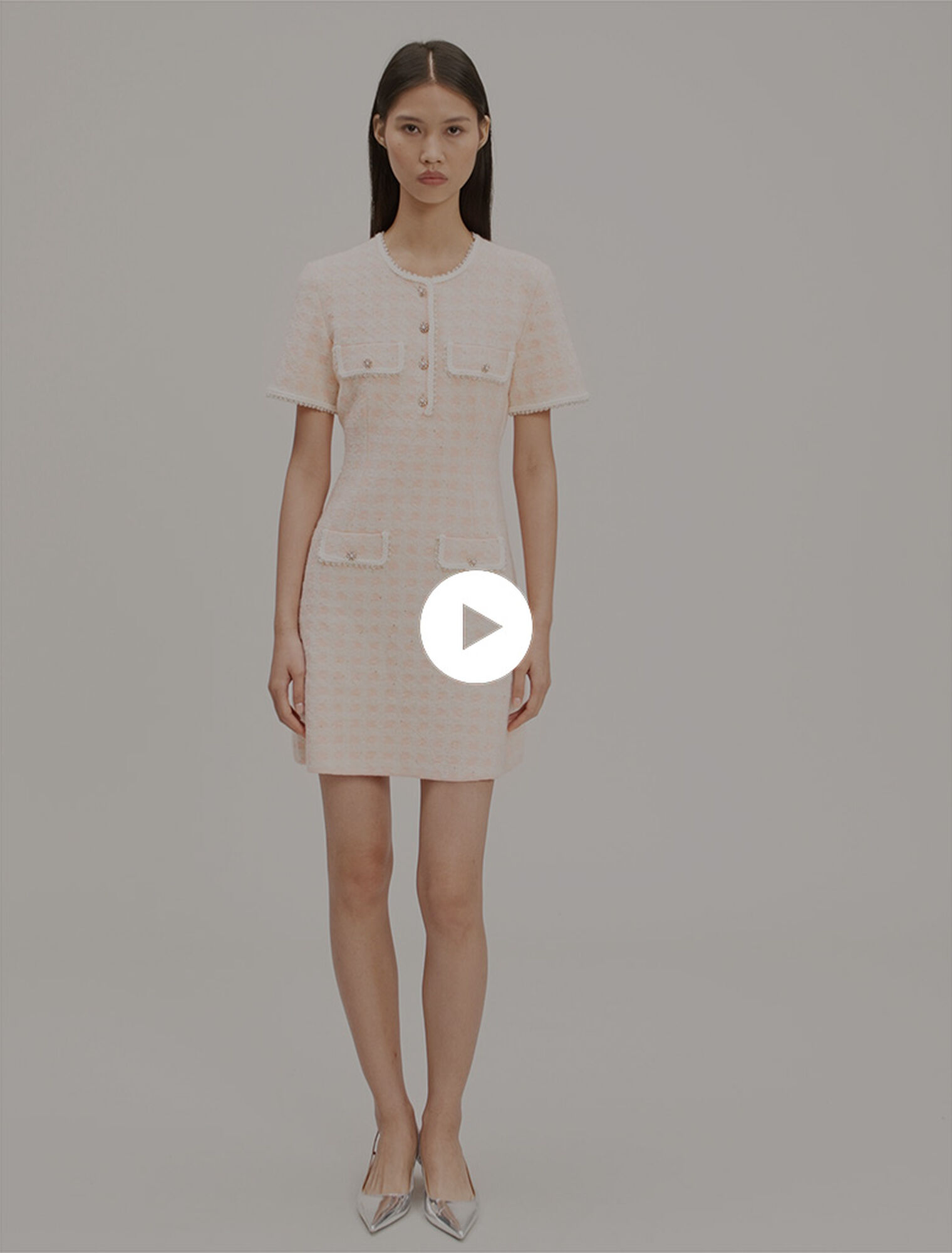 Tweed-effect knit mini dress