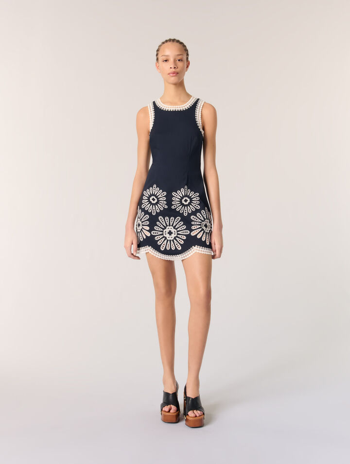 mini dress with crochet details