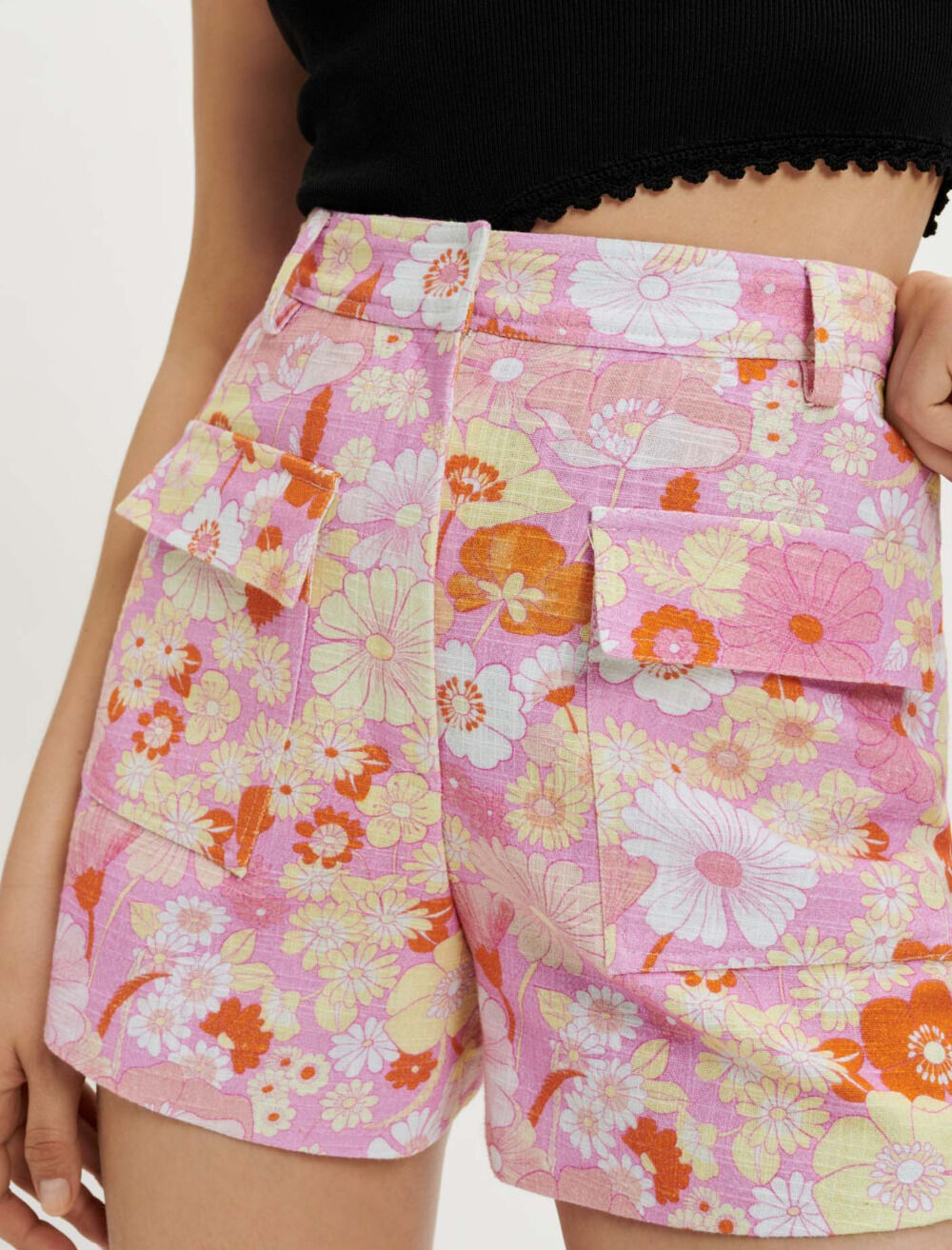 Flower Power print shorts Pink For Women | Maje