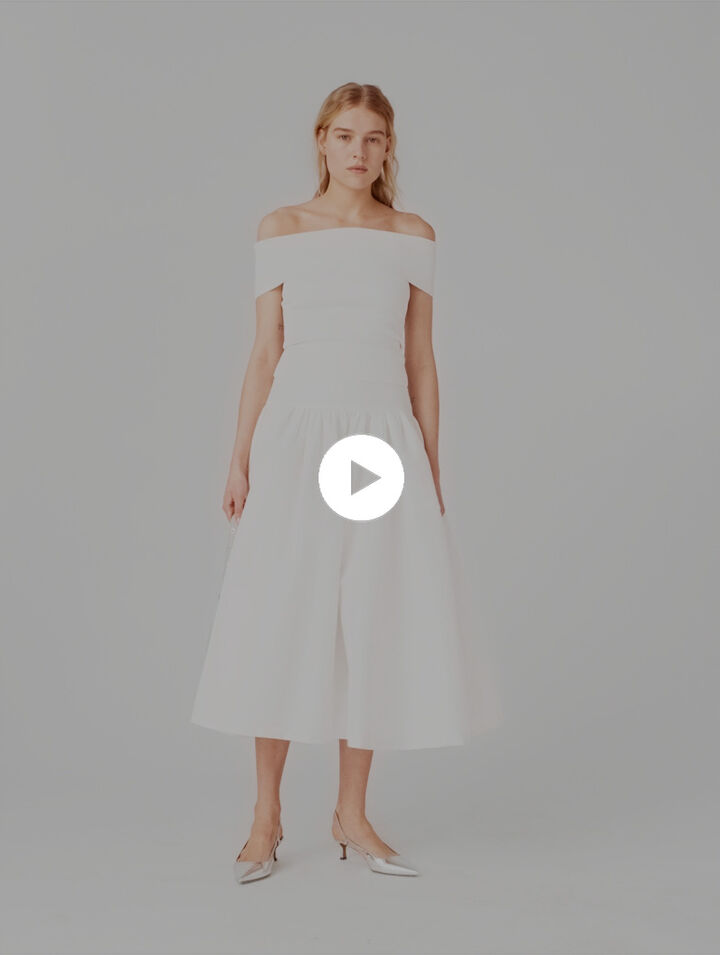 Rib knit bardot-neck top