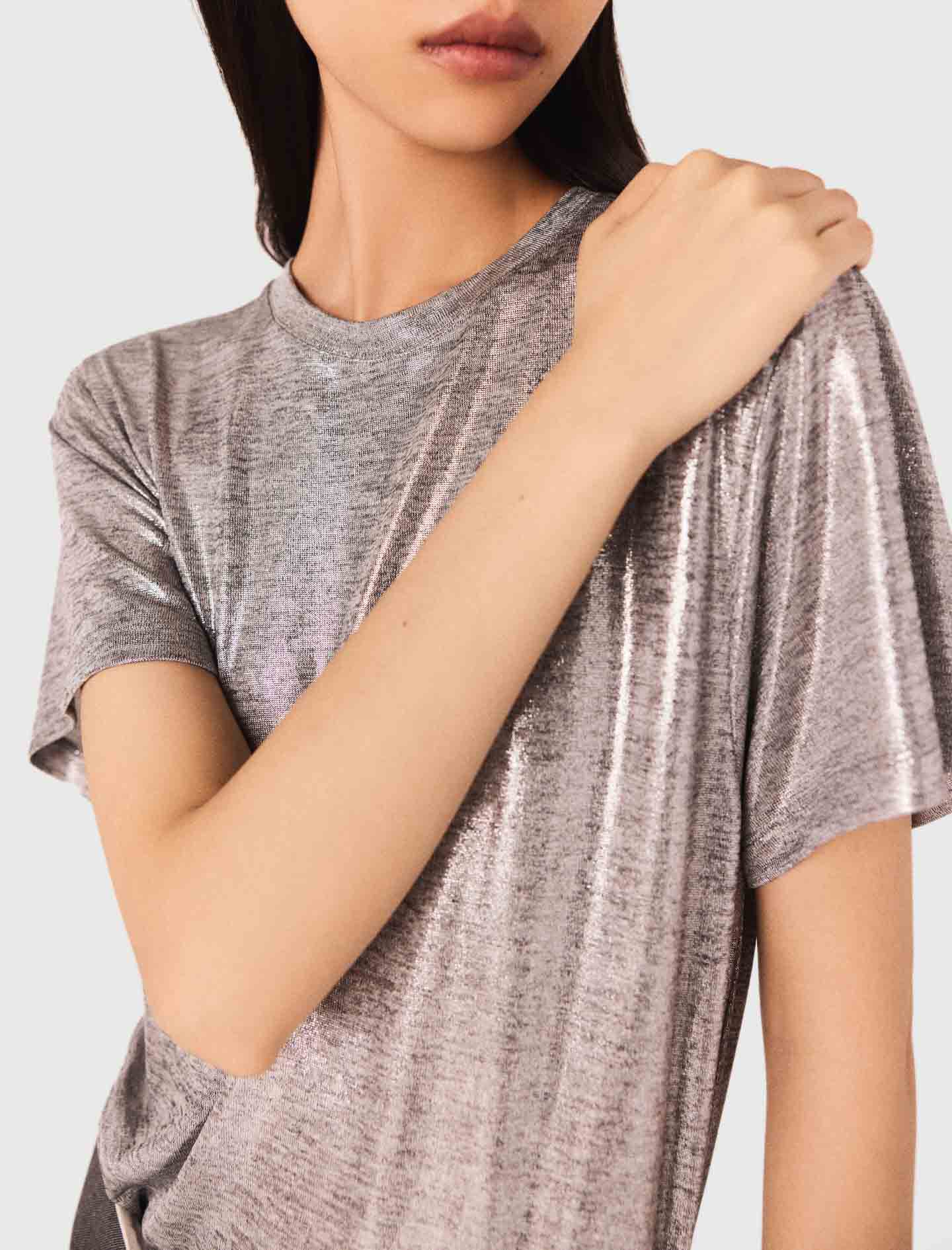 Metallic T-shirt Black / Gray For Women | Maje