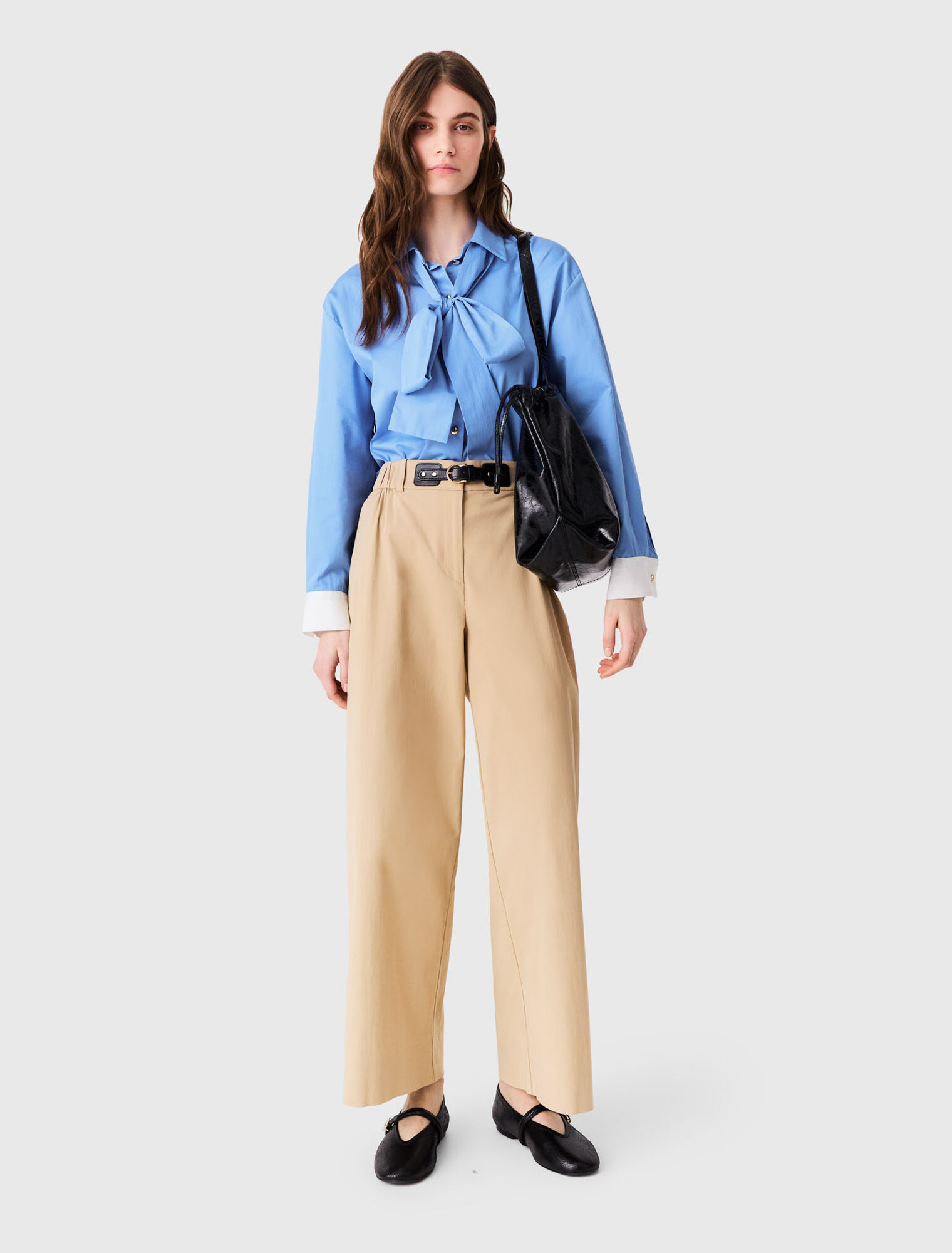 Wide-leg cotton pants