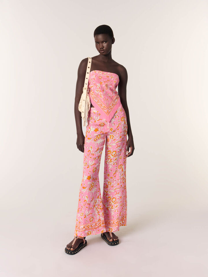 Patterned linen trousers